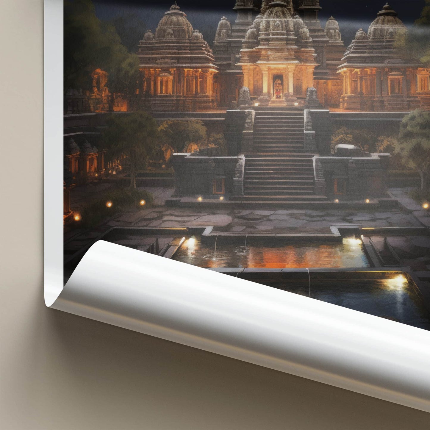 Diu Poster - India Wall Art - Diu Lit Stone Temple Home Decor