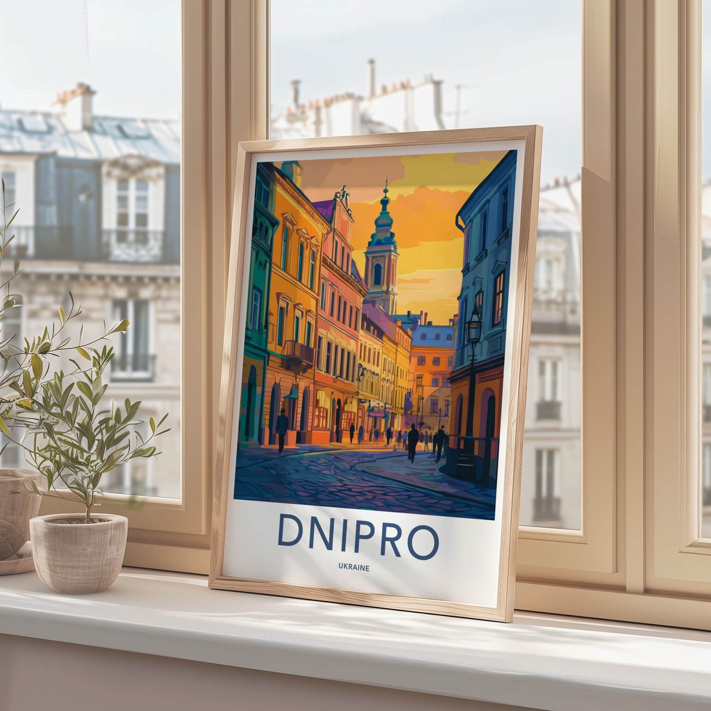Dnipro Poster - Ukraine Travel Art - Vibrant Sunset Street Home Decor
