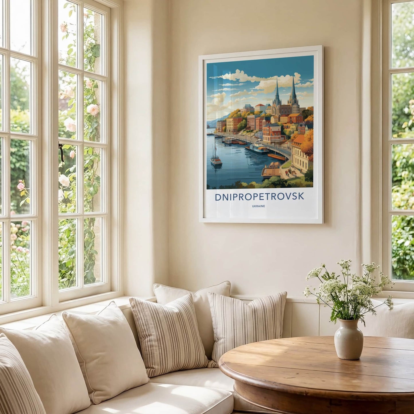 Dnipropetrovsk Poster - Ukraine Travel Art - Scenic Riverfront Town Home Decor