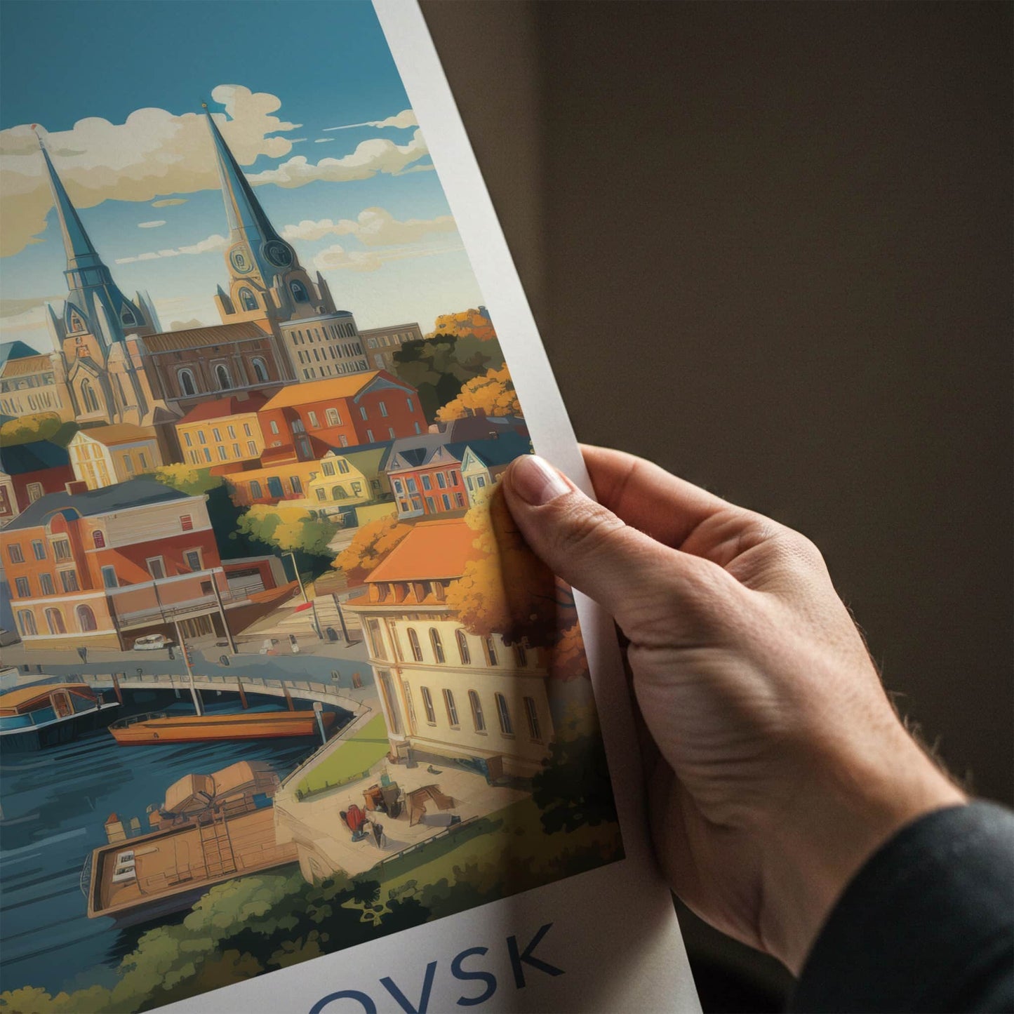 Dnipropetrovsk Poster - Ukraine Travel Art - Scenic Riverfront Town Home Decor