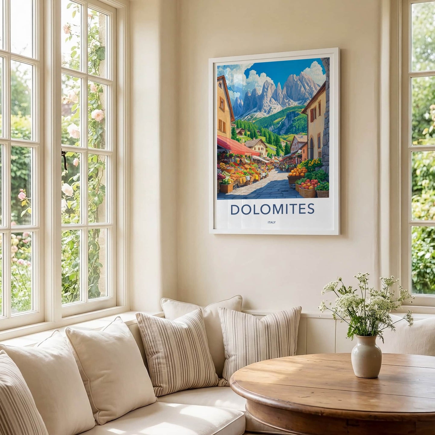 Dolomites Poster - Italy Travel Art - Alpine Market Street Home Decor