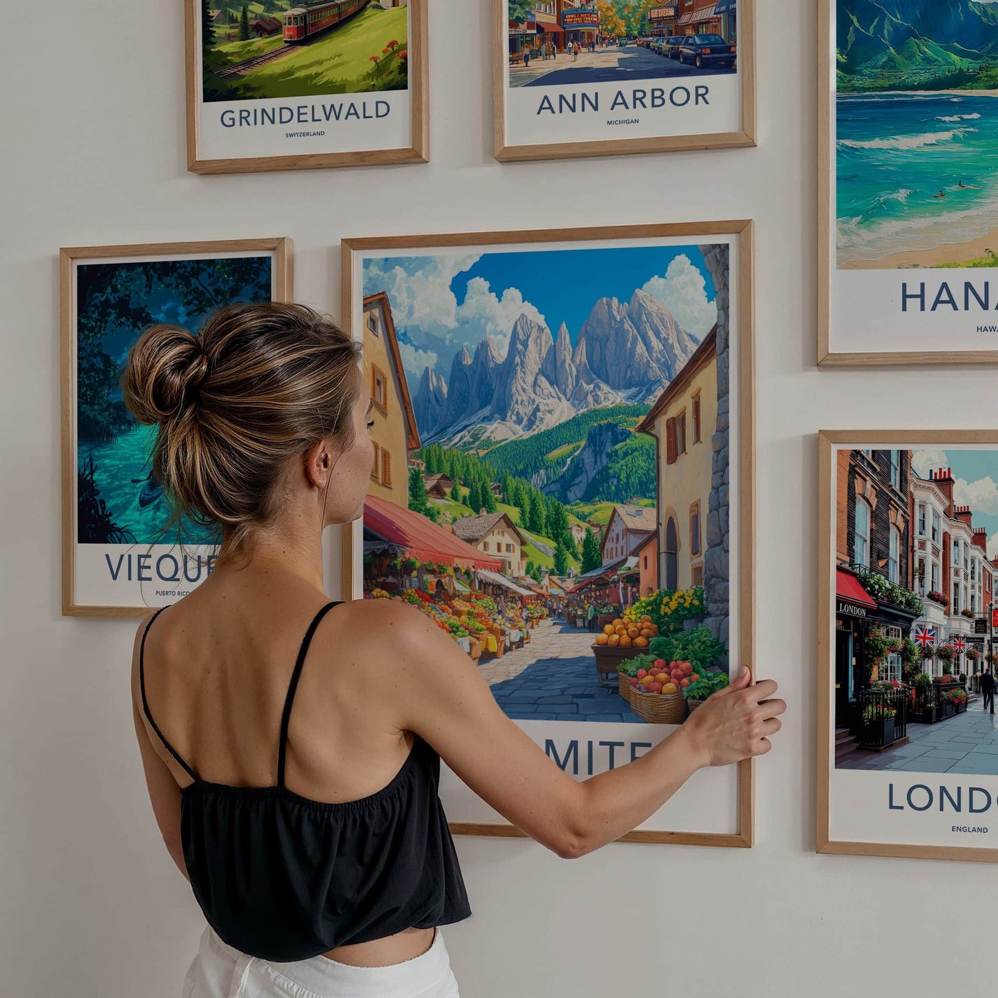 Dolomites Poster - Italy Travel Art - Alpine Market Street Home Decor