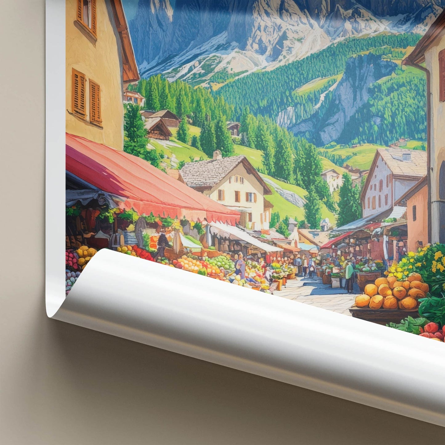 Dolomites Poster - Italy Travel Art - Alpine Market Street Home Decor