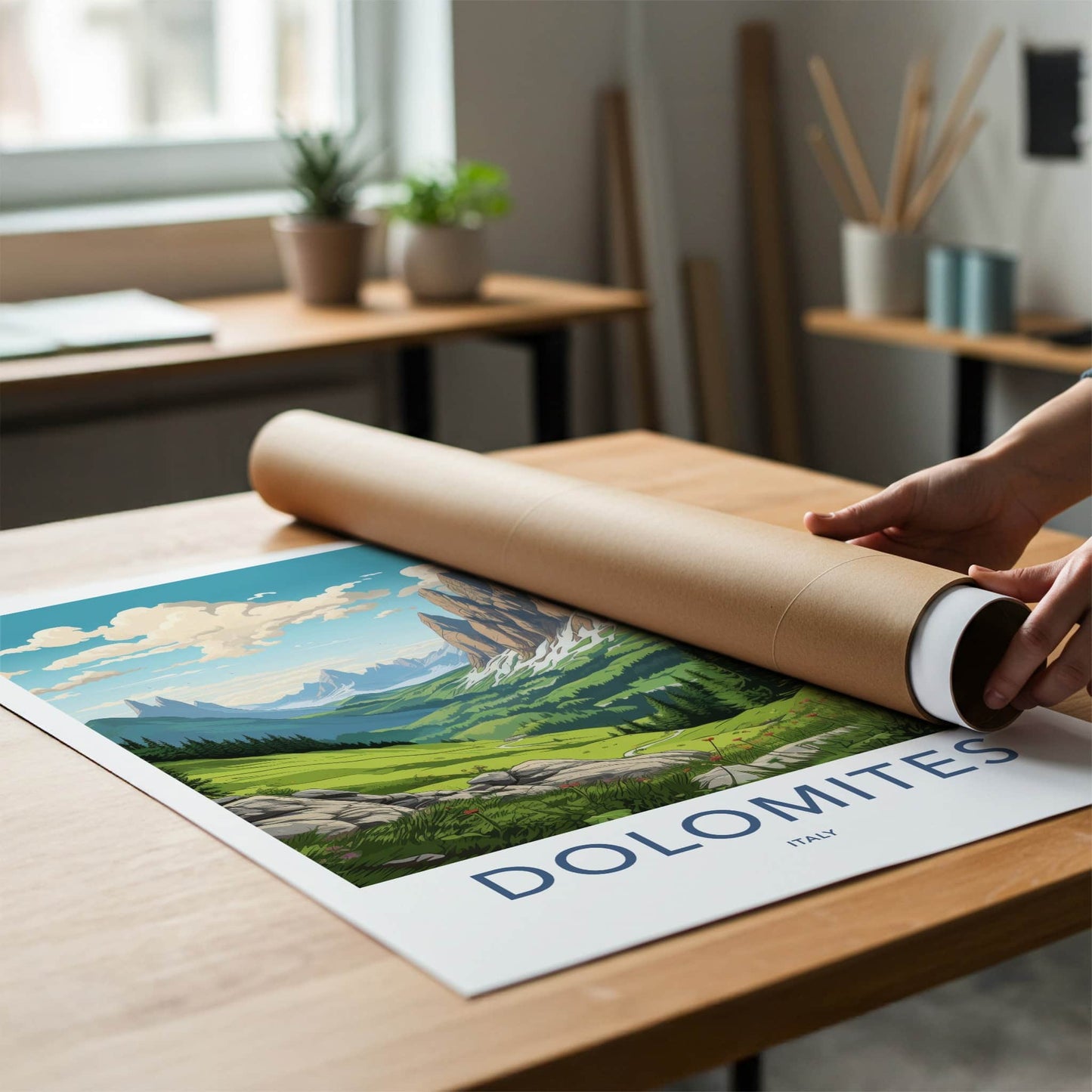Dolomites Poster - Italy Travel Art - Majestic Mountain Vista Wall Decor