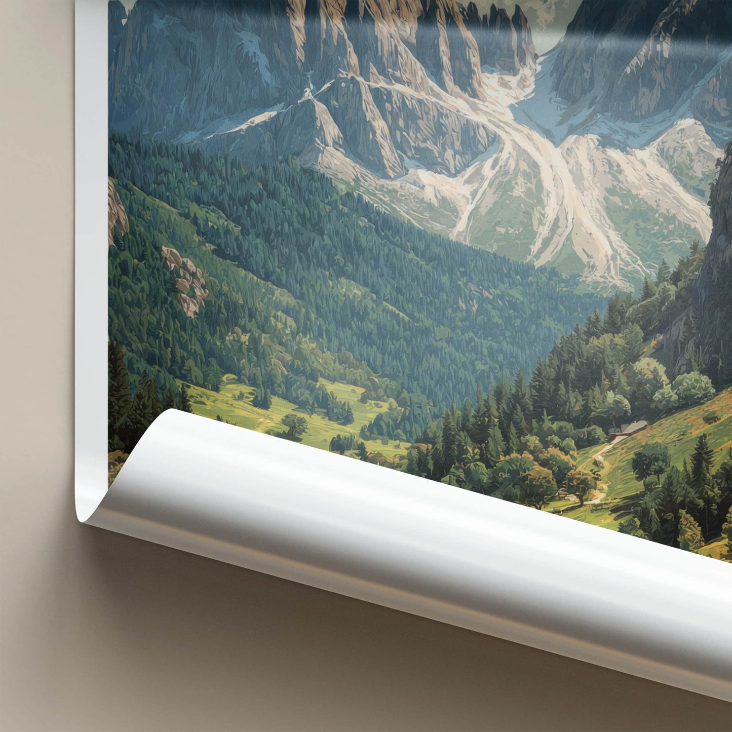 Dolomites Poster - Italy Travel Art - Mountain Village Valley Home Decor