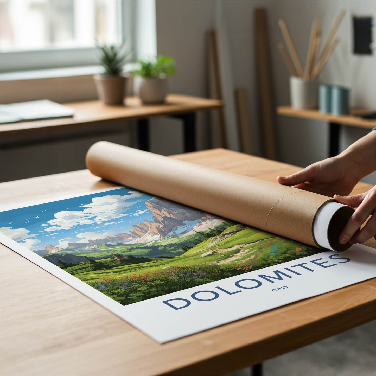 Dolomites Poster - Italy Travel Art - Serene Mountain Landscape Home Decor