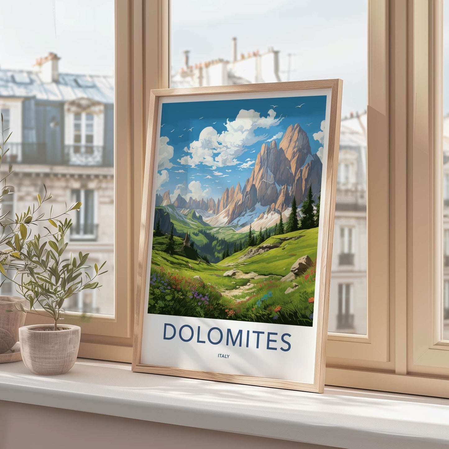 Dolomites Poster - Italy Travel Art - Serene Mountain Landscape Home Decor