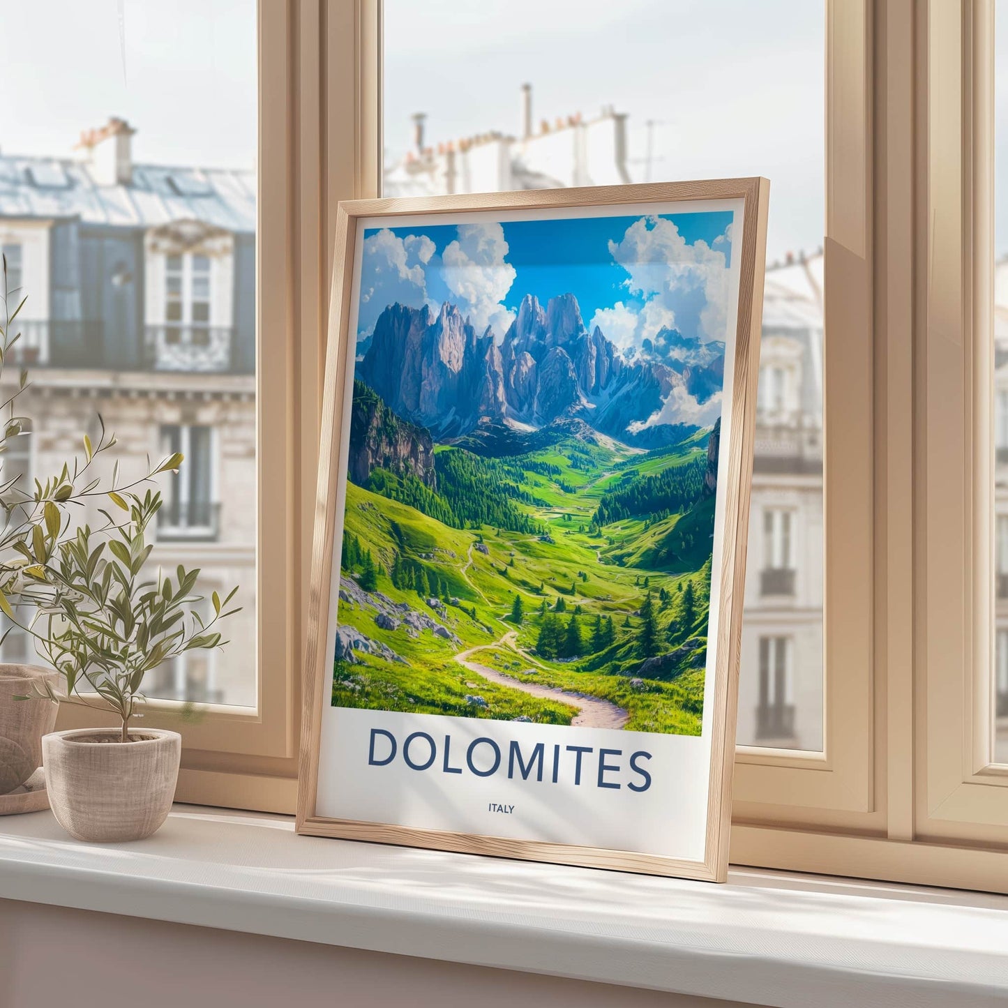 Dolomites Poster - Italy Travel Art - Winding Valley Path Home Decor