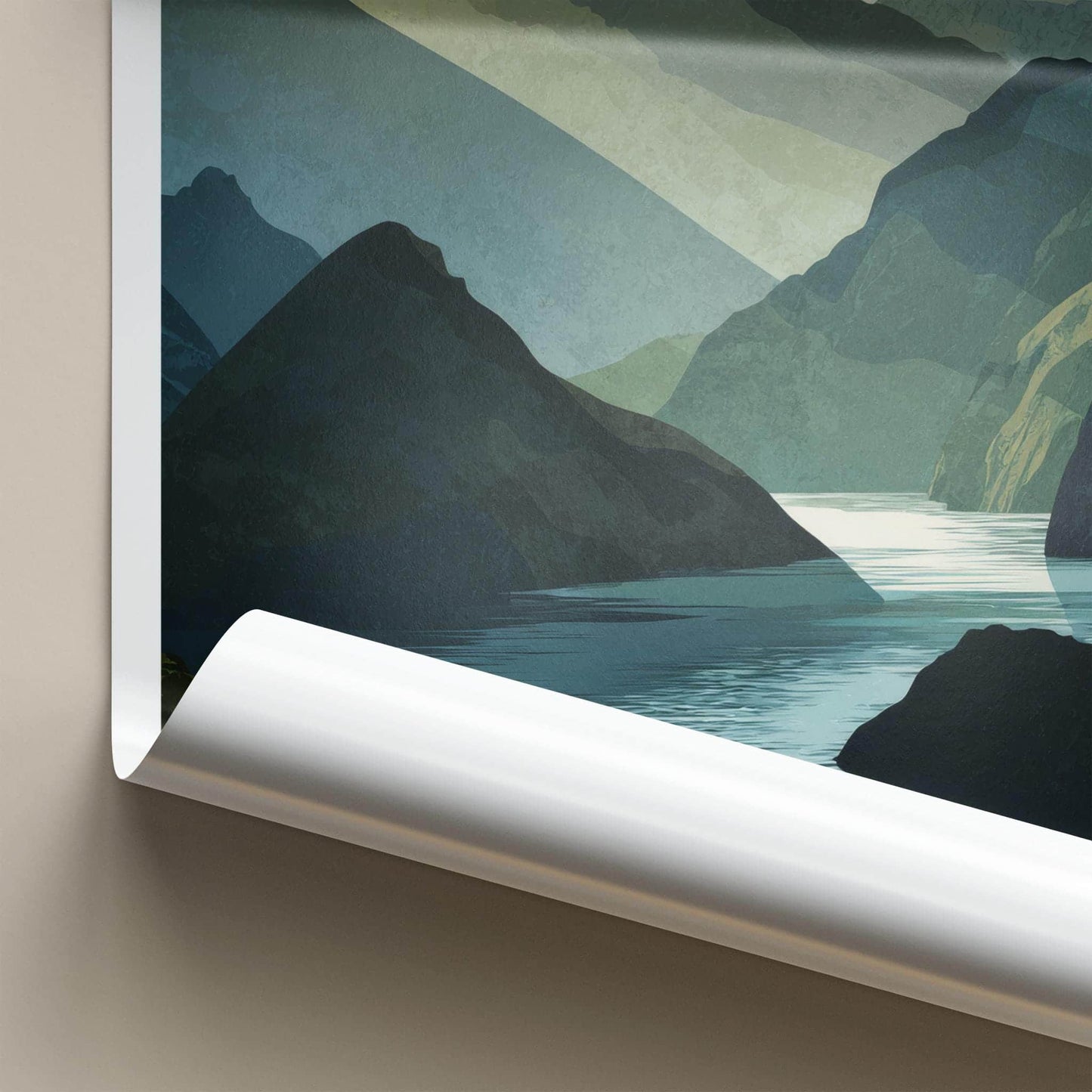 Doubtful Sound Poster - New Zealand Travel Art - Fjord Mountain Water Home Decor