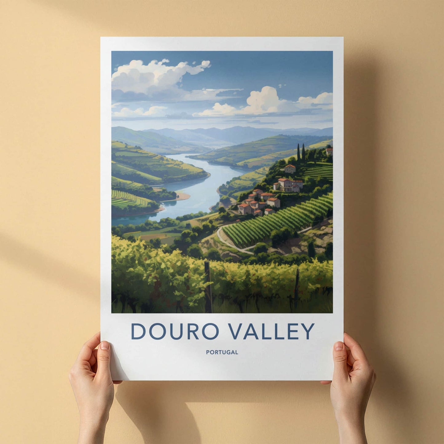Douro Valley Poster - Portugal Travel Art - Vineyard Covered Hills Home Decor
