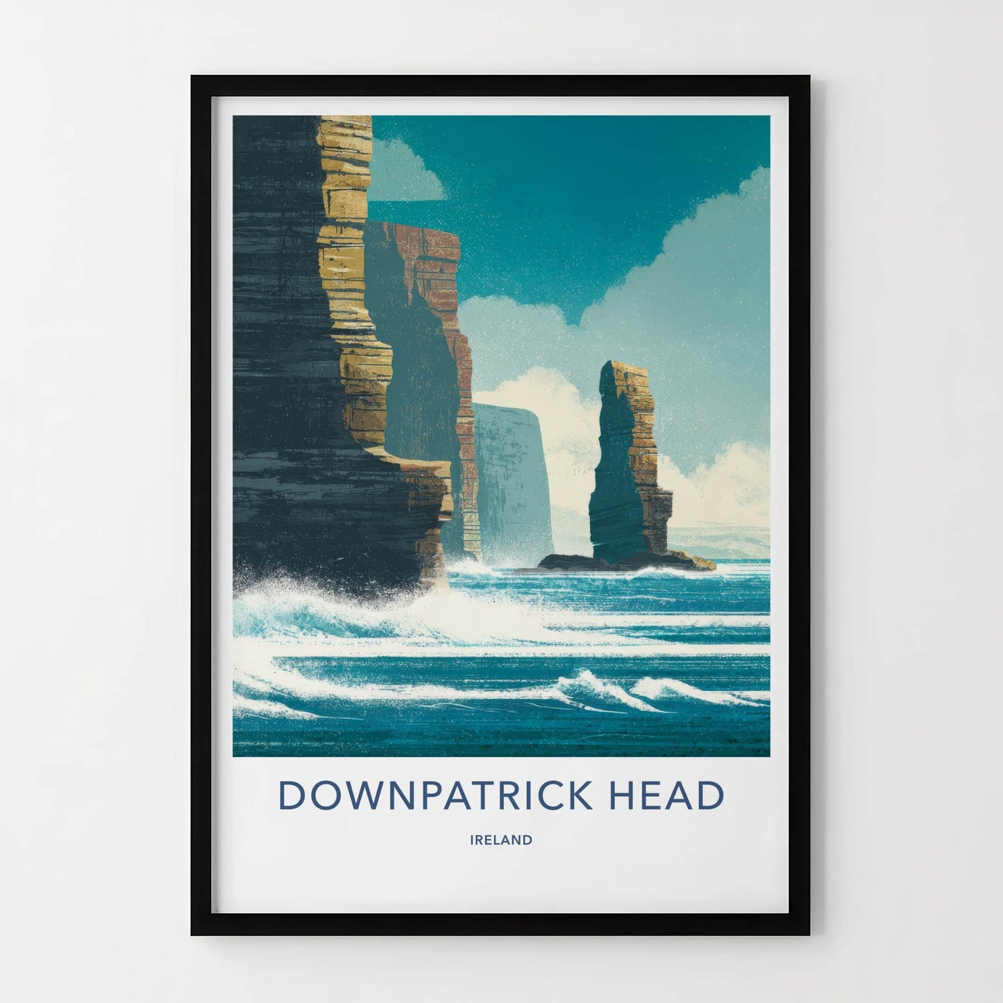Downpatrick Head Poster - Ireland Travel Art - Sea Stack Coastal Gift