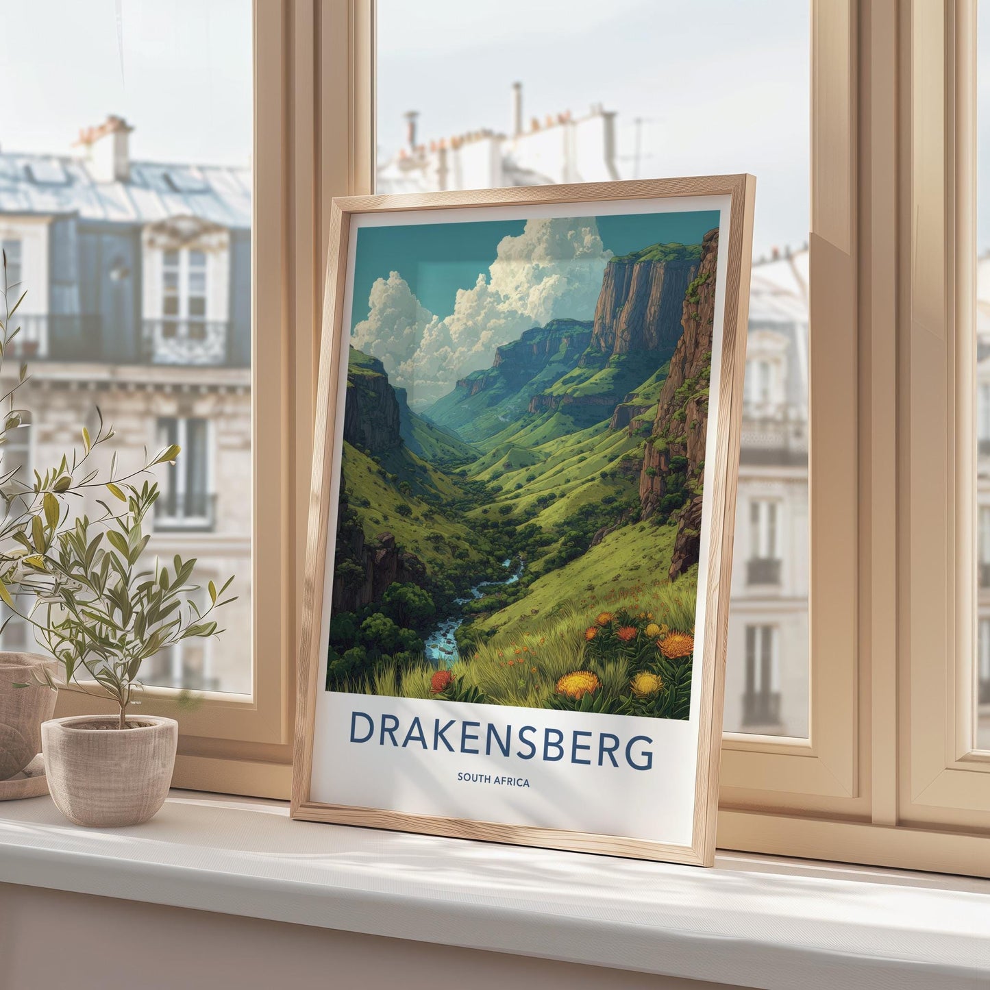 Drakensberg Poster - South Africa Travel Art - Lush Green Valley Wall Decor