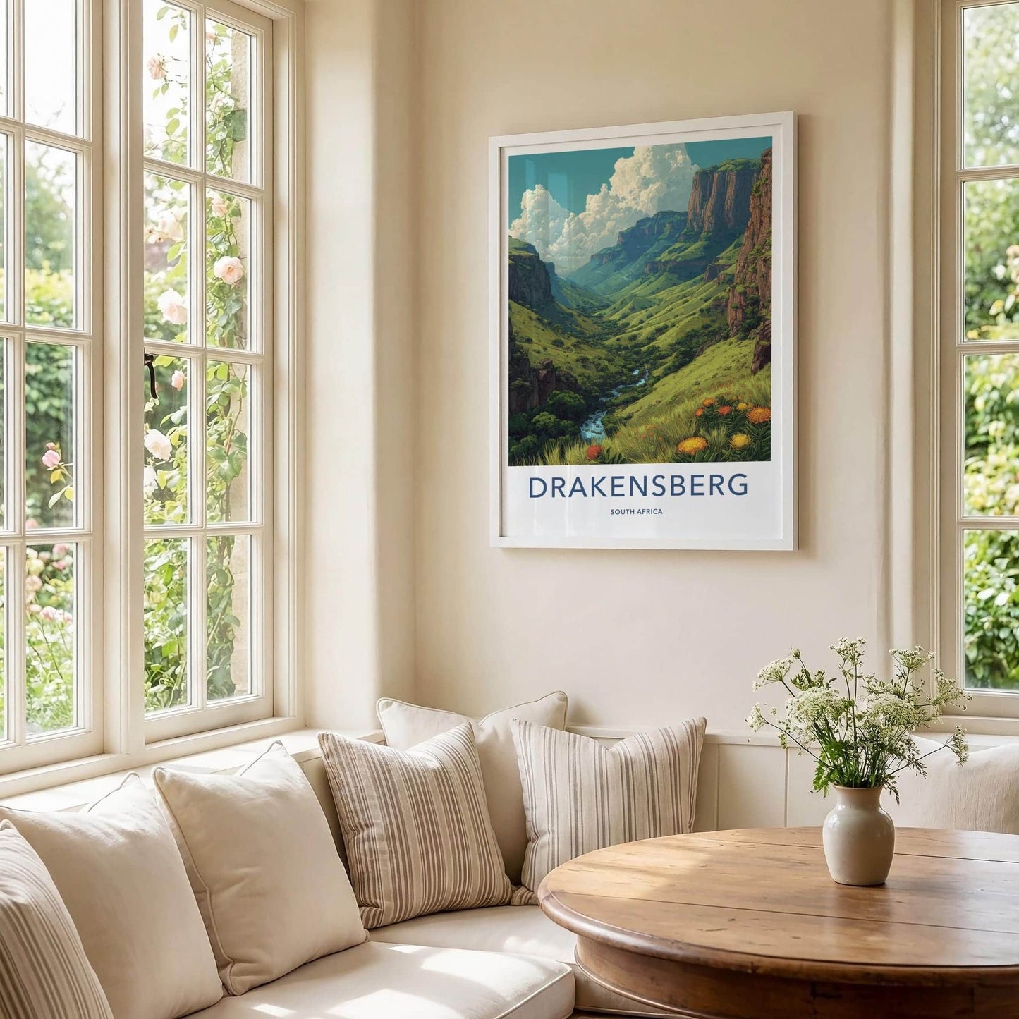 Drakensberg Poster - South Africa Travel Art - Lush Green Valley Wall Decor