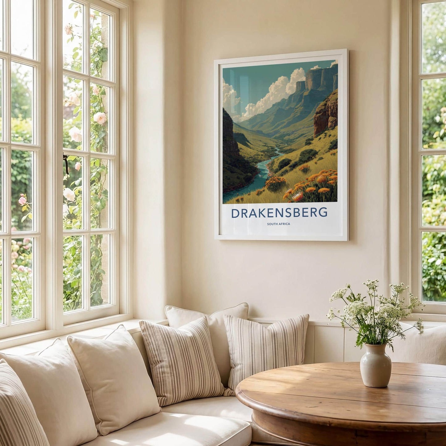 Drakensberg Poster - South Africa Travel Art - Vibrant Valley Flowers Home Decor