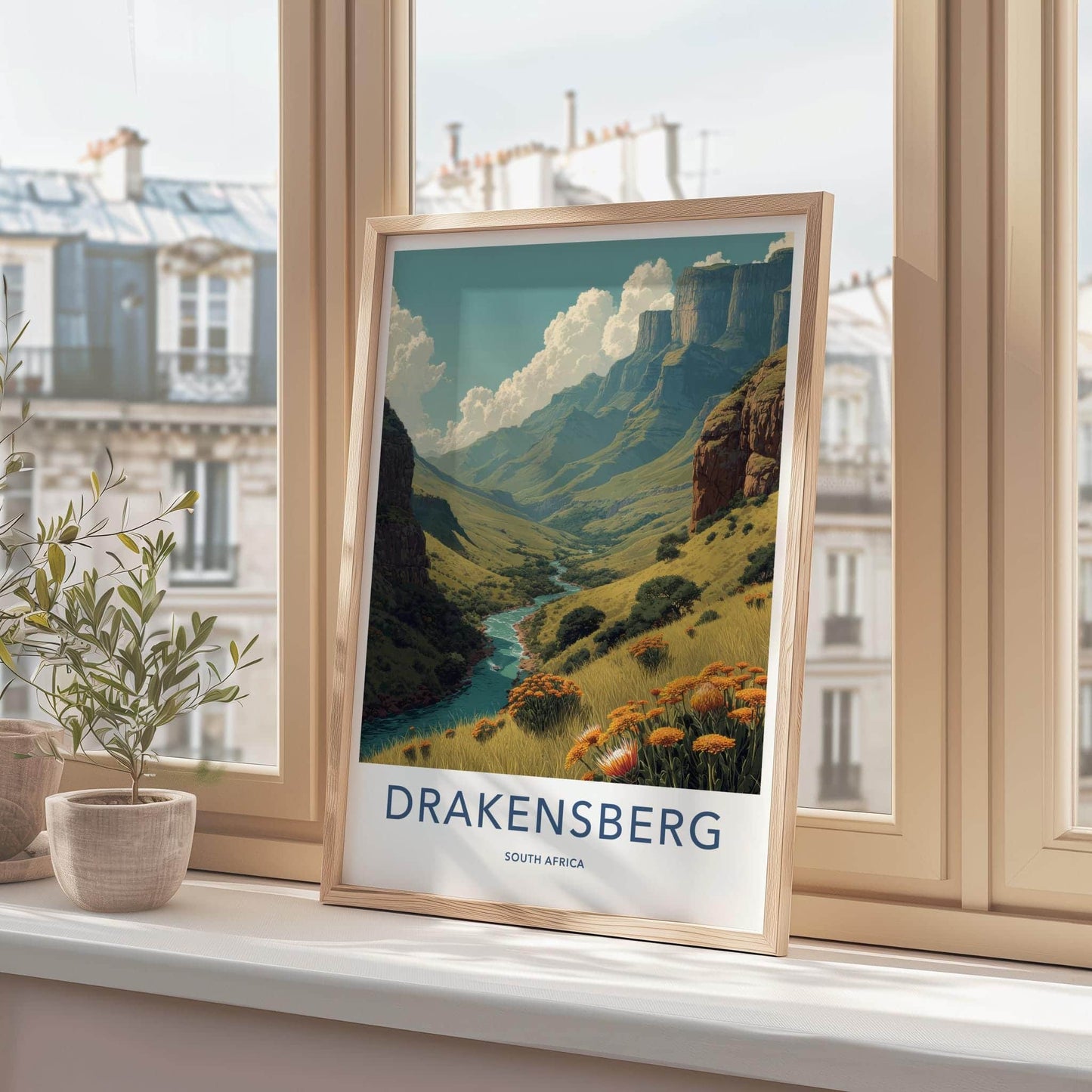 Drakensberg Poster - South Africa Travel Art - Vibrant Valley Flowers Home Decor