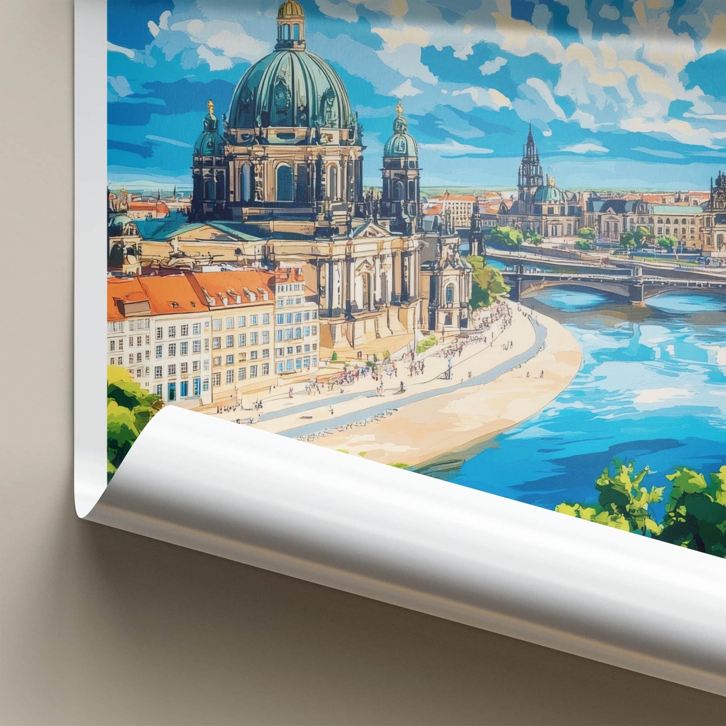 Dresden Poster - Germany Travel Art - Historic River Panorama Home Decor