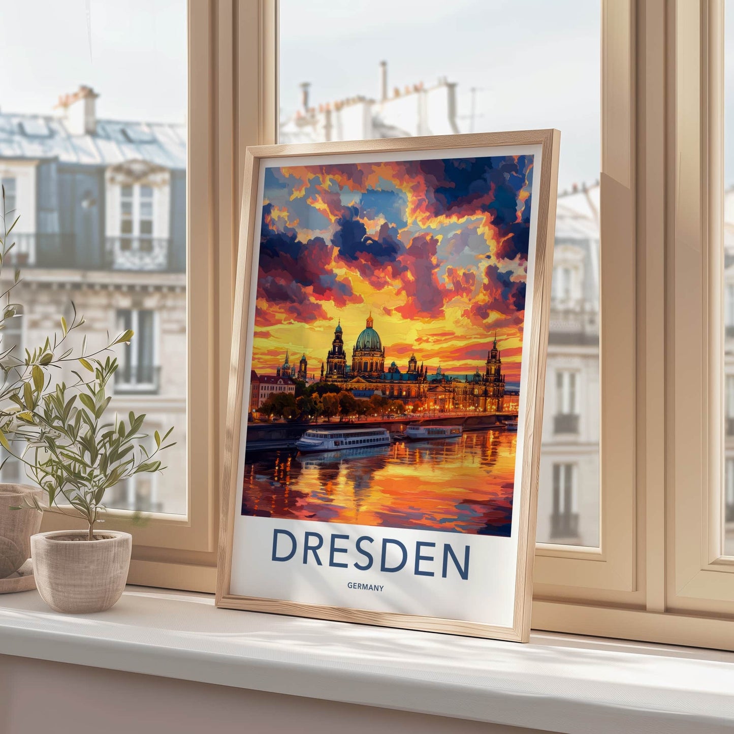 Dresden Poster - Germany Travel Art - Painted Sky City Home Decor