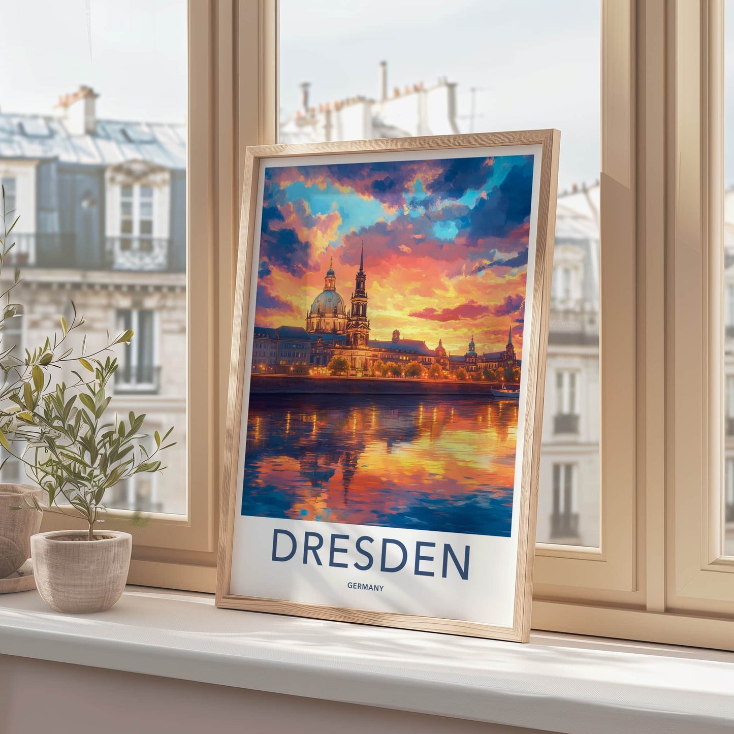 Dresden Poster - Germany Travel Art - Vibrant Sunset City Home Decor