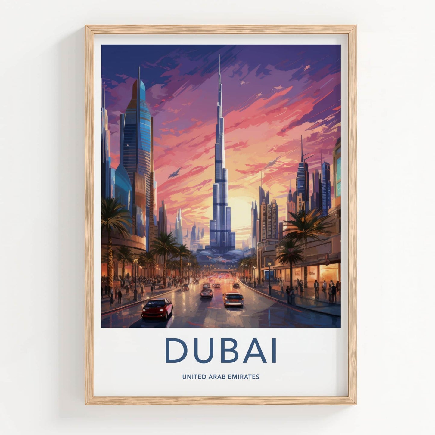 Dubai Poster - United Arab Emirates Travel Art - Burj Khalifa Cityscape Home Decor