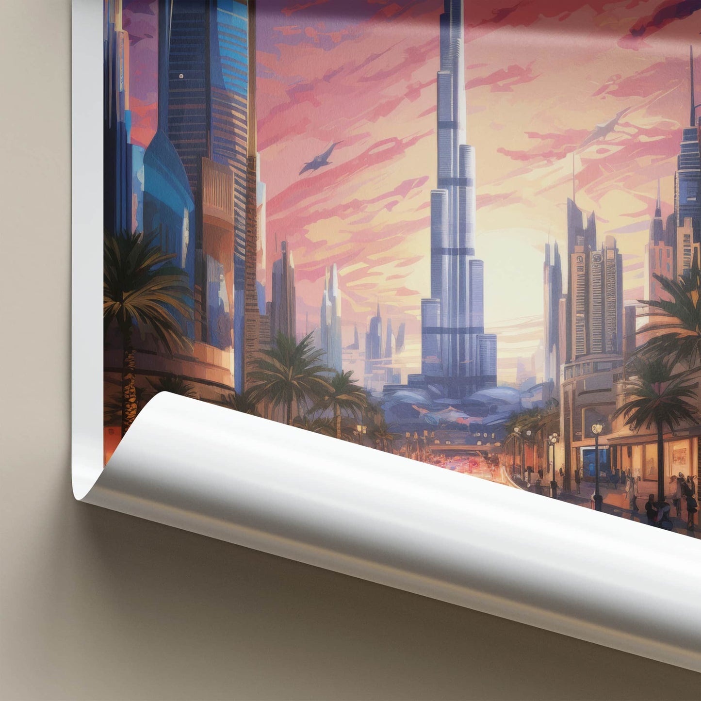 Dubai Poster - United Arab Emirates Travel Art - Burj Khalifa Cityscape Home Decor