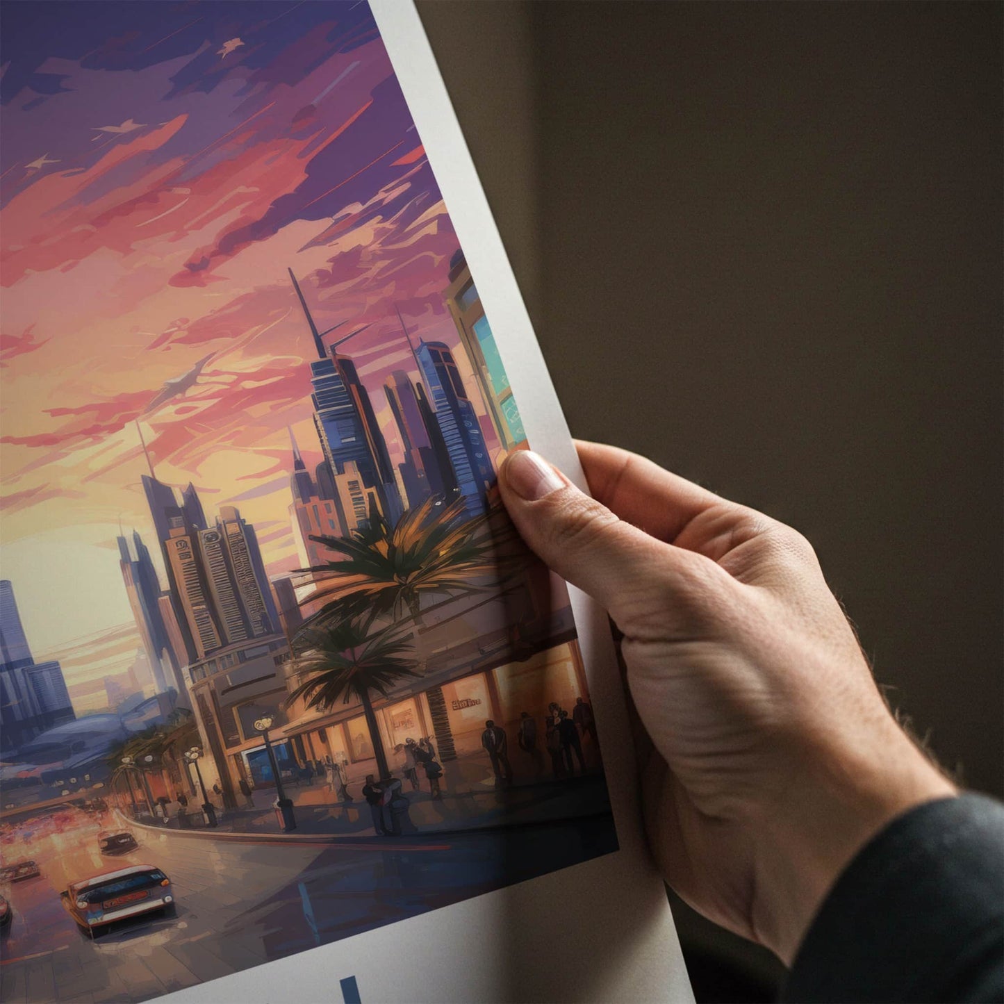Dubai Poster - United Arab Emirates Travel Art - Burj Khalifa Cityscape Home Decor