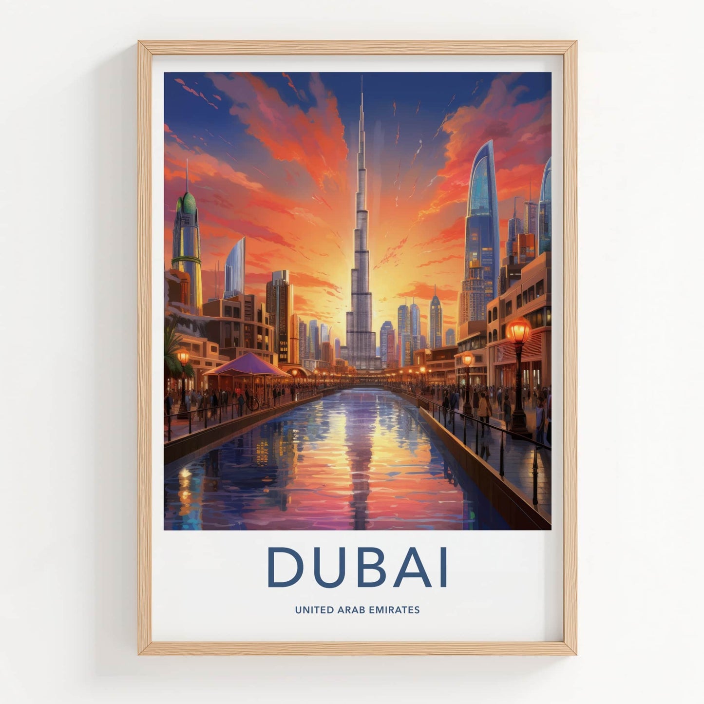 Dubai Poster - United Arab Emirates Travel Art - Modern Cityscape Glow Home Decor