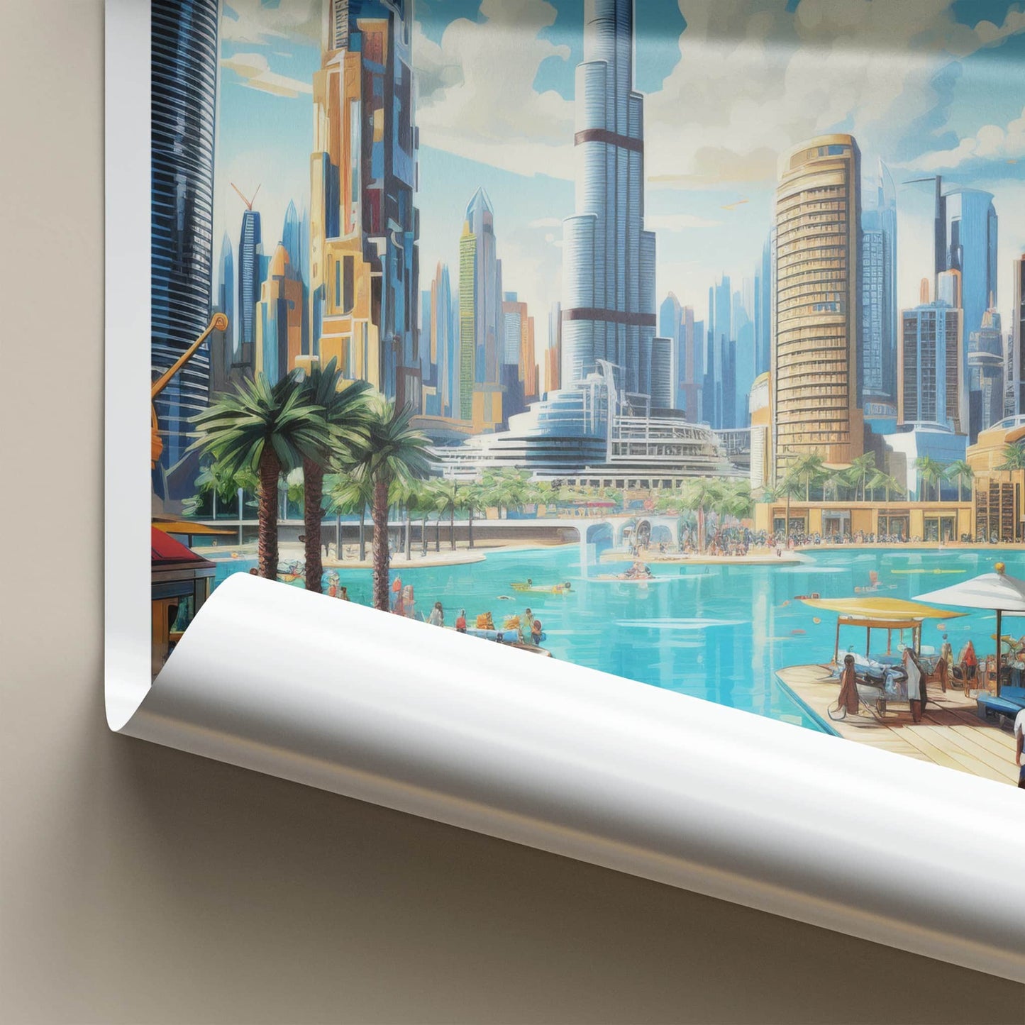Dubai Poster - United Arab Emirates Travel Art - Skyscrapers Blue Waters Wall Decor