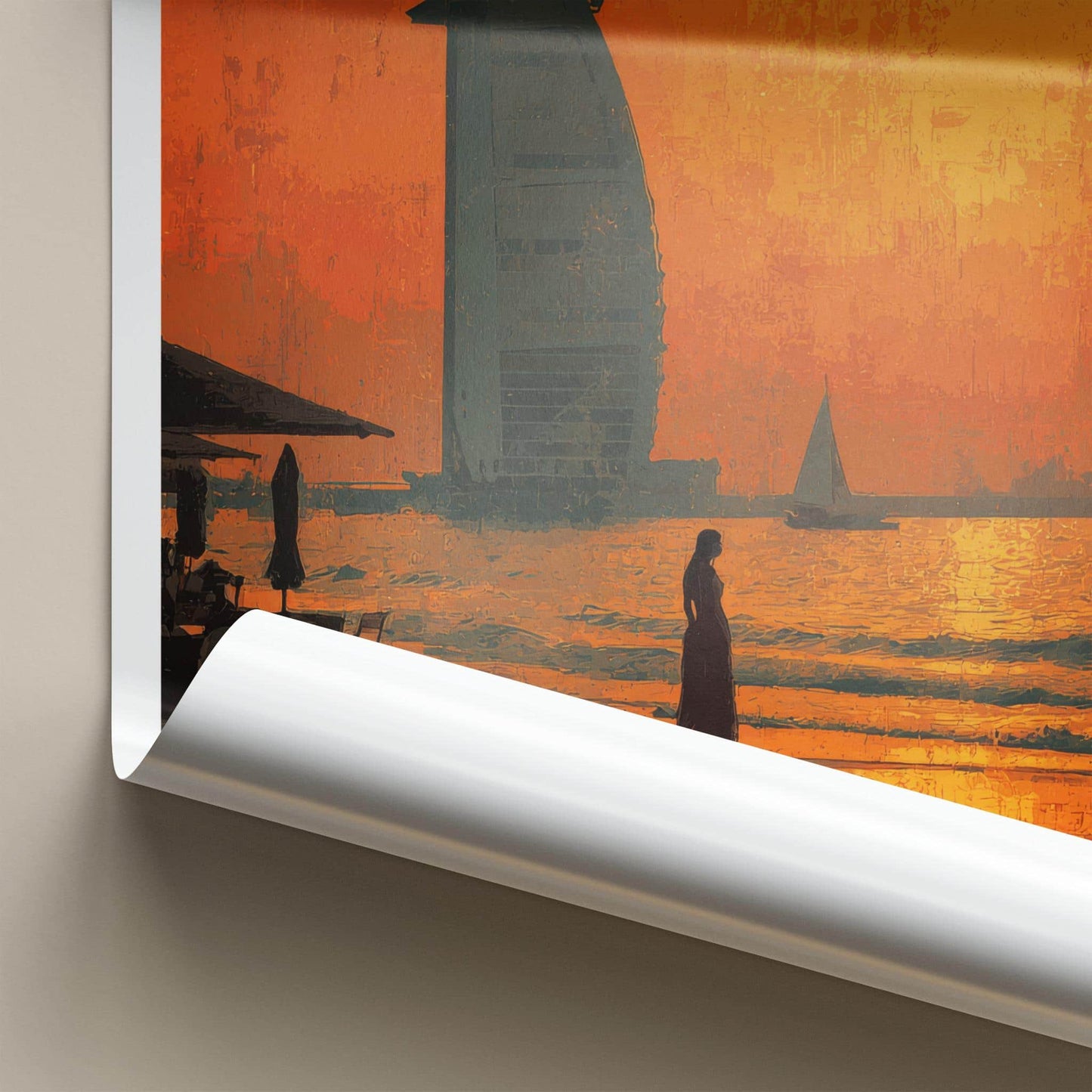 Dubai Poster - United Arab Emirates Travel Art - Sunset Beach Home Decor