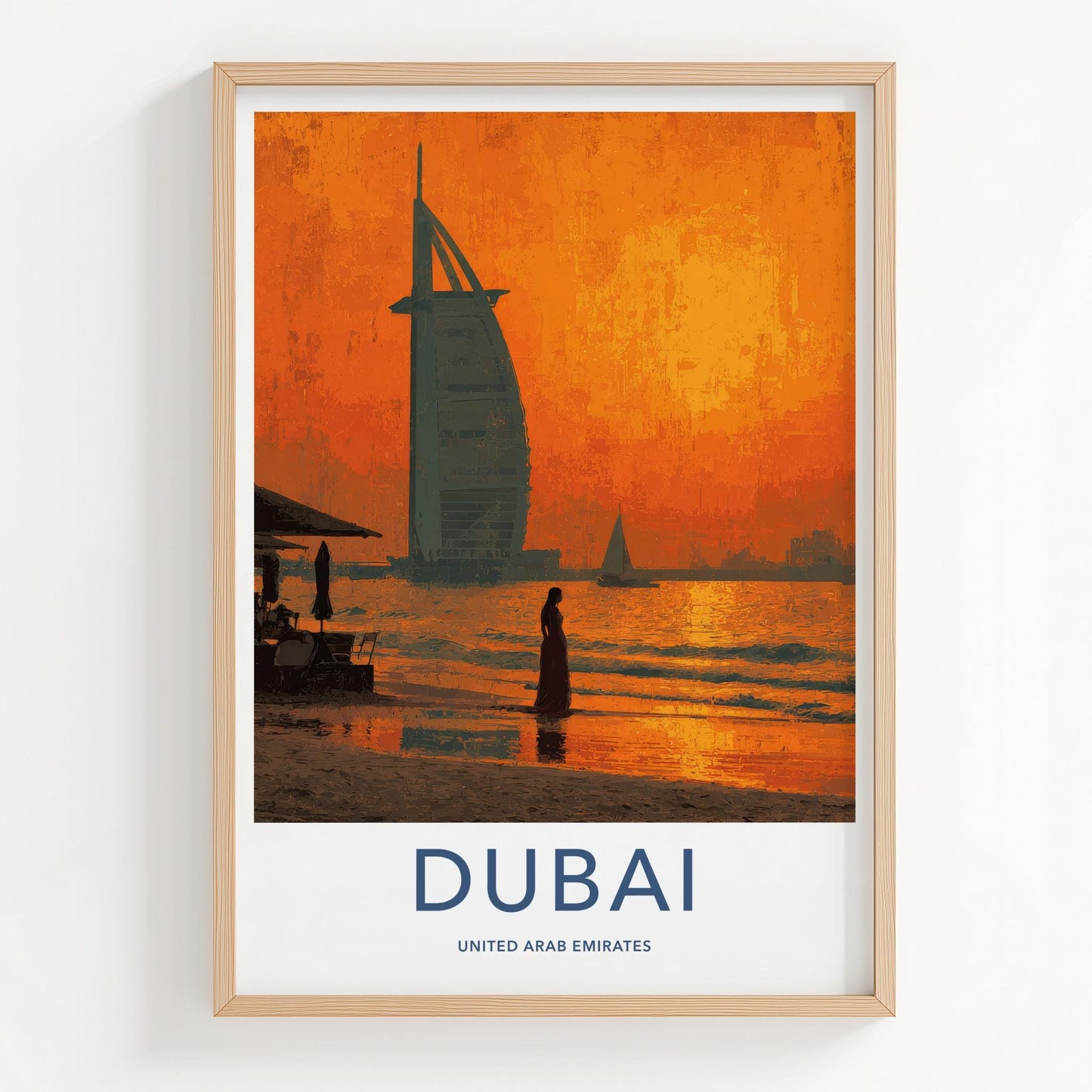 Dubai Poster - United Arab Emirates Travel Art - Sunset Beach Home Decor