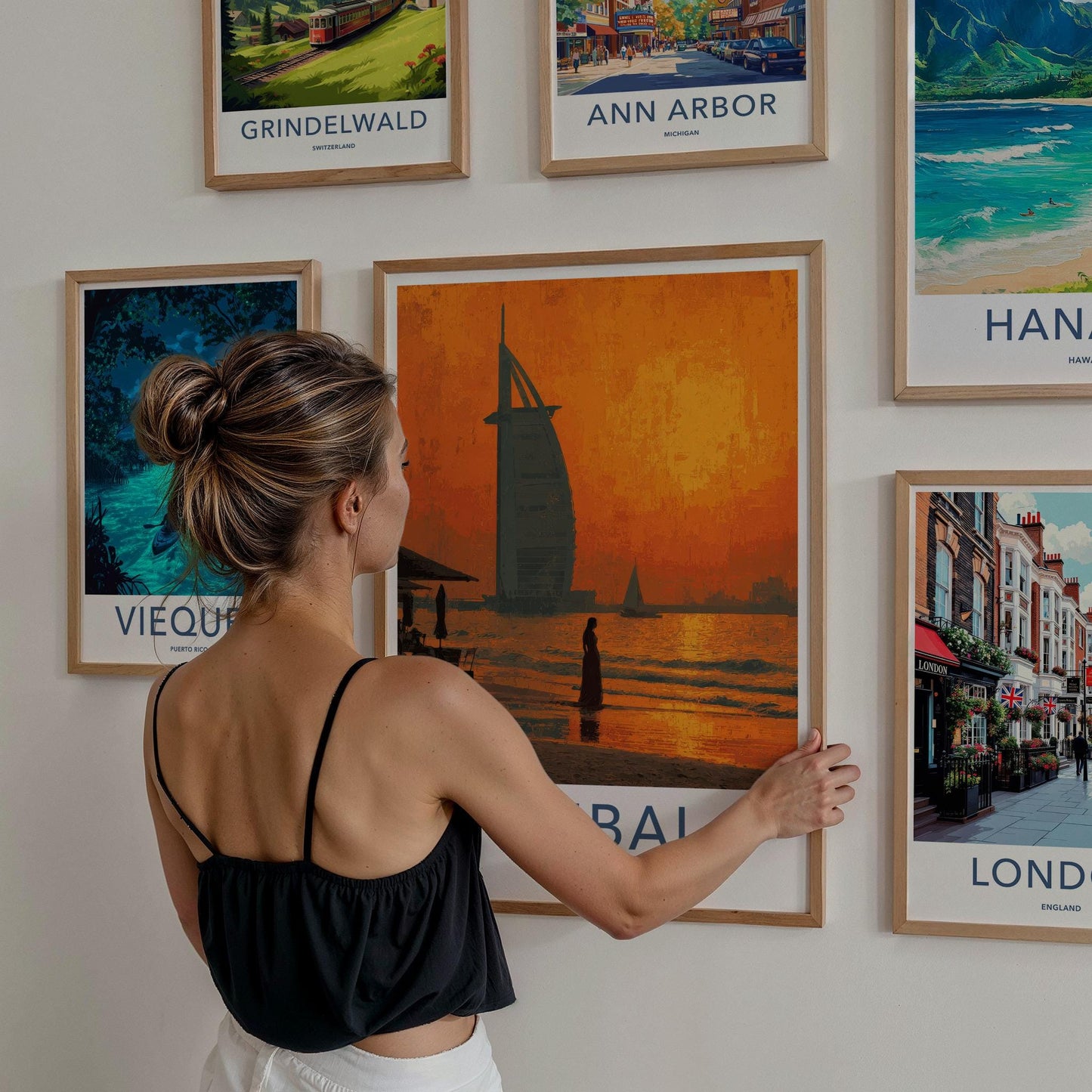Dubai Poster - United Arab Emirates Travel Art - Sunset Beach Home Decor