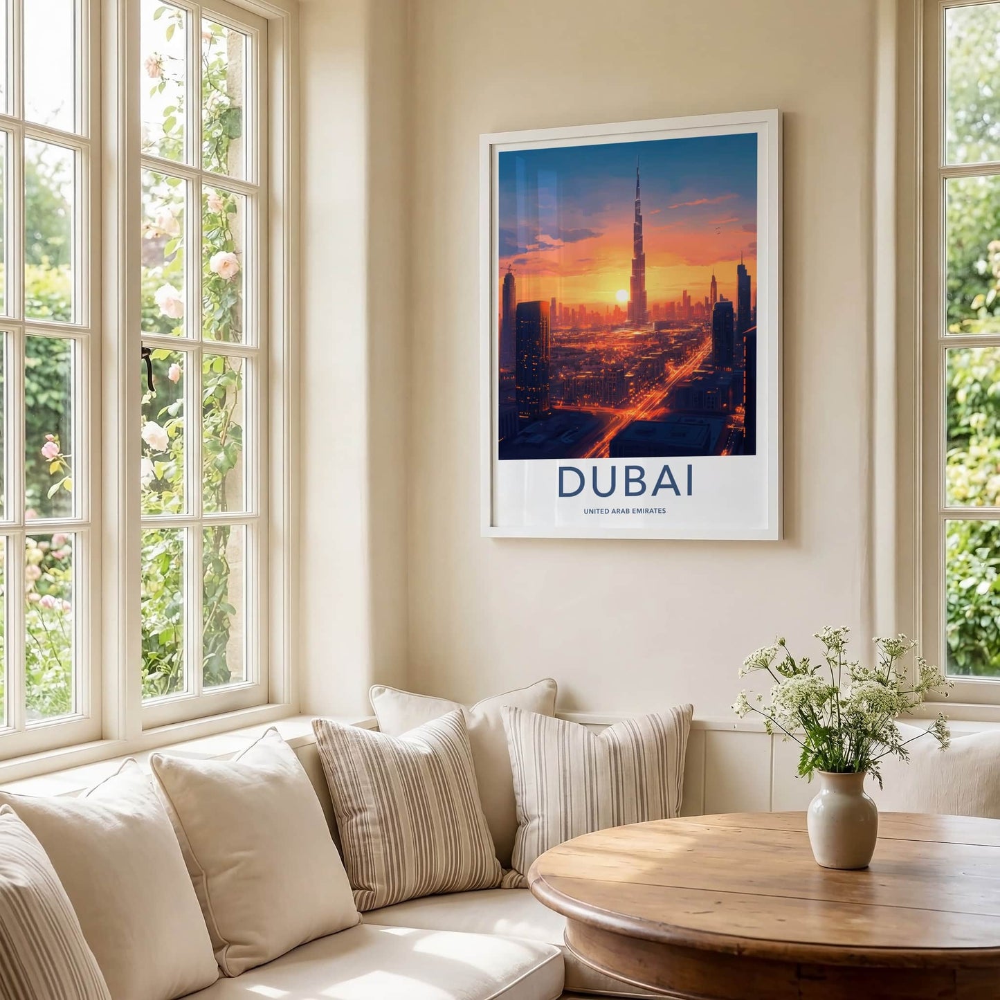 Dubai Poster - United Arab Emirates Travel Art - Sunset Cityscape View Home Decor