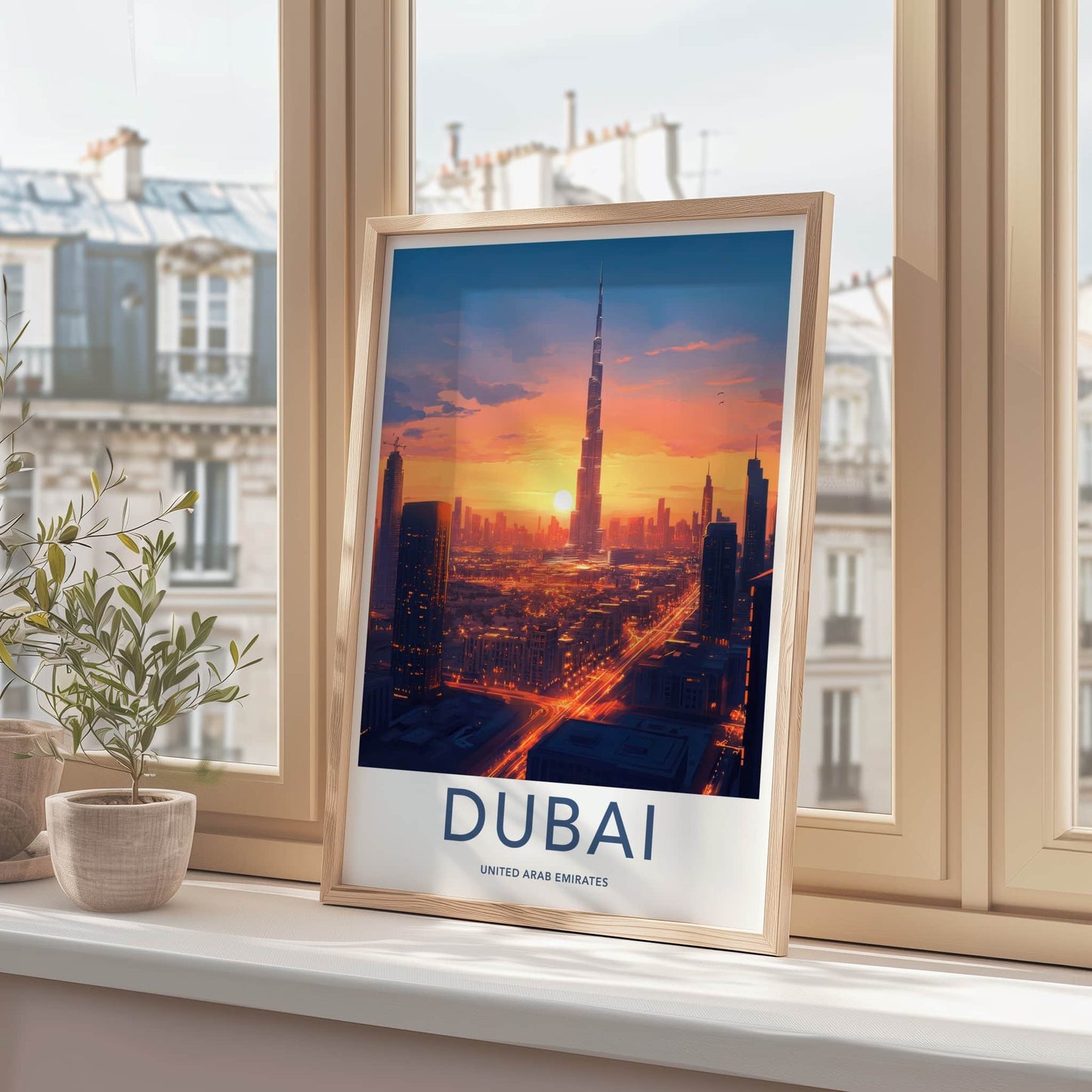 Dubai Poster - United Arab Emirates Travel Art - Sunset Cityscape View Home Decor