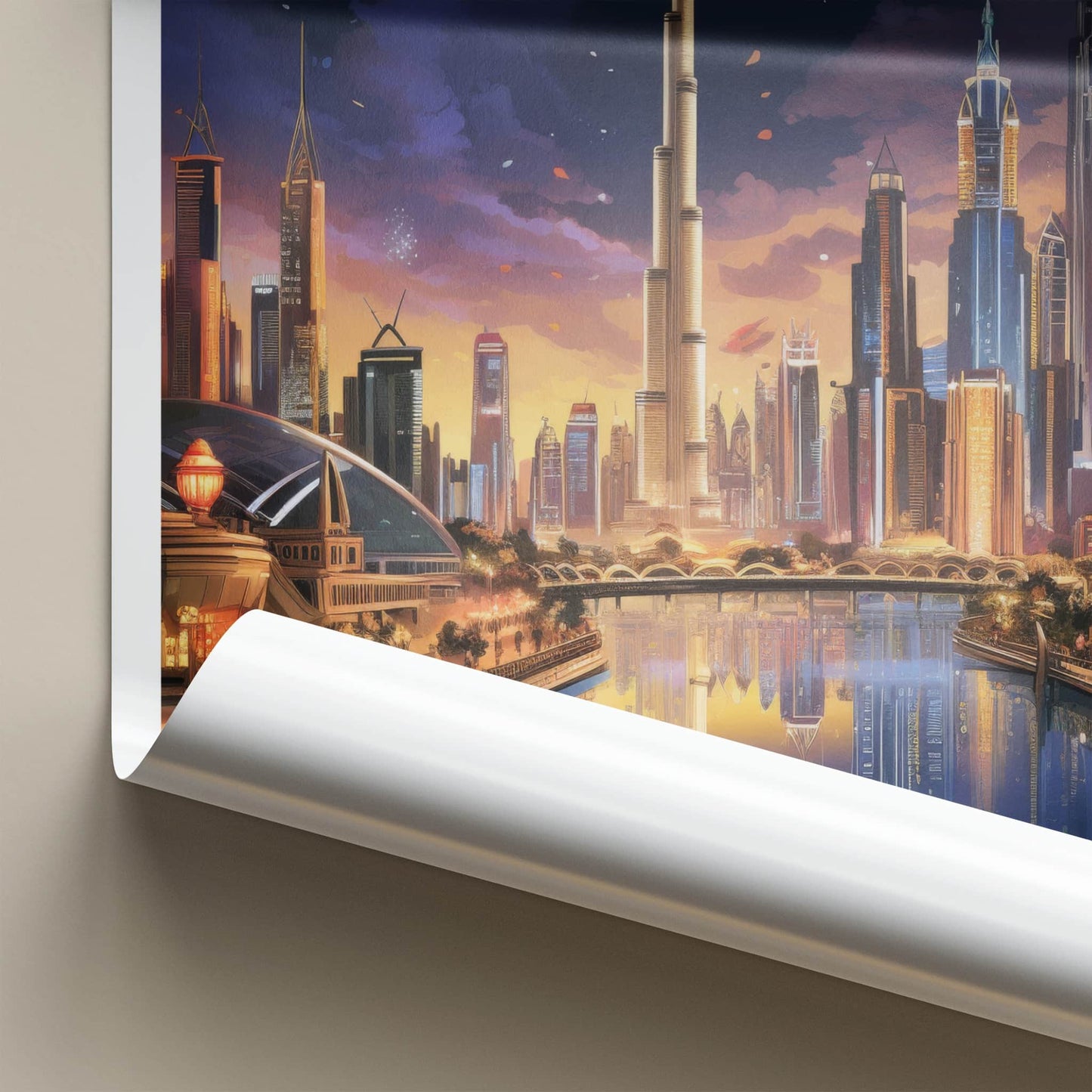 Dubai Poster - United Arab Emirates Travel Art - Urban Twilight Glow Home Decor