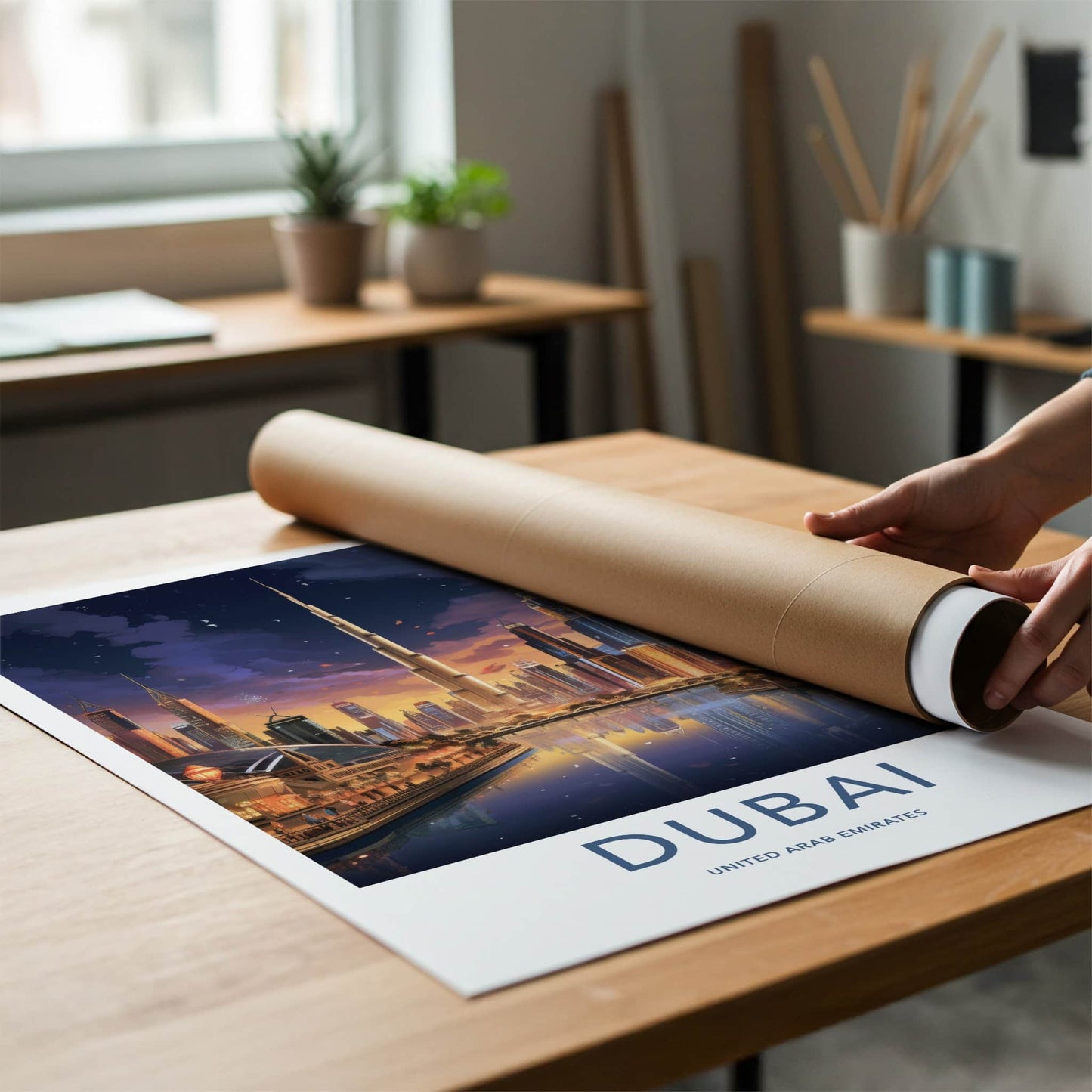 Dubai Poster - United Arab Emirates Travel Art - Urban Twilight Glow Home Decor
