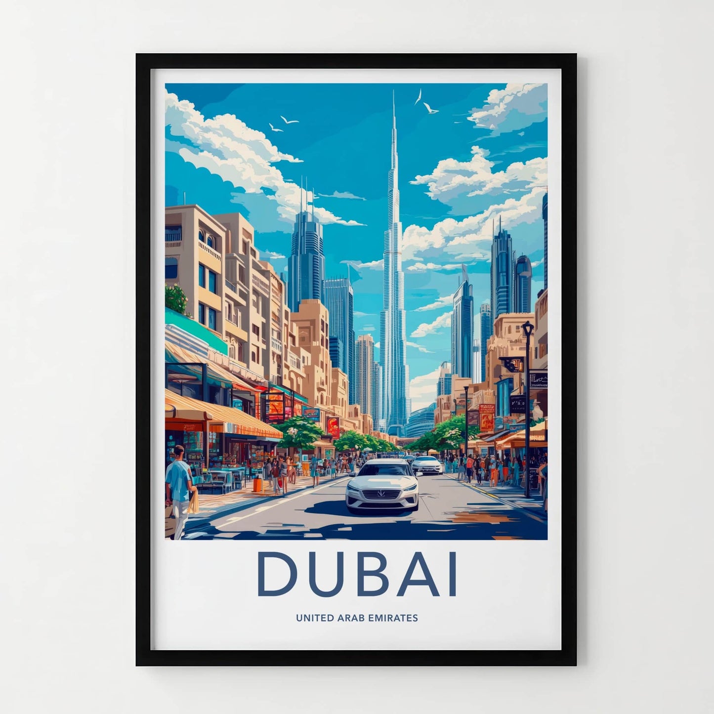 Dubai Poster - United Arab Emirates Travel Art - Vibrant Street Scene Home Decor