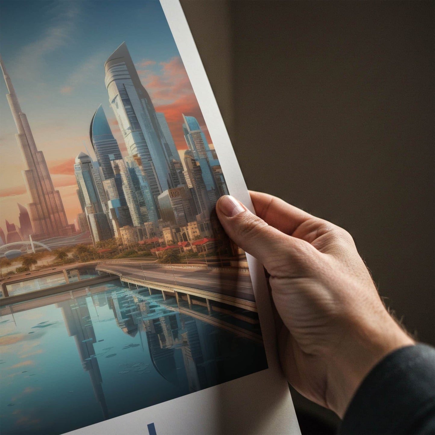 Dubai Poster - United Arab Emirates Wall Art - Modern City Waterway Gift