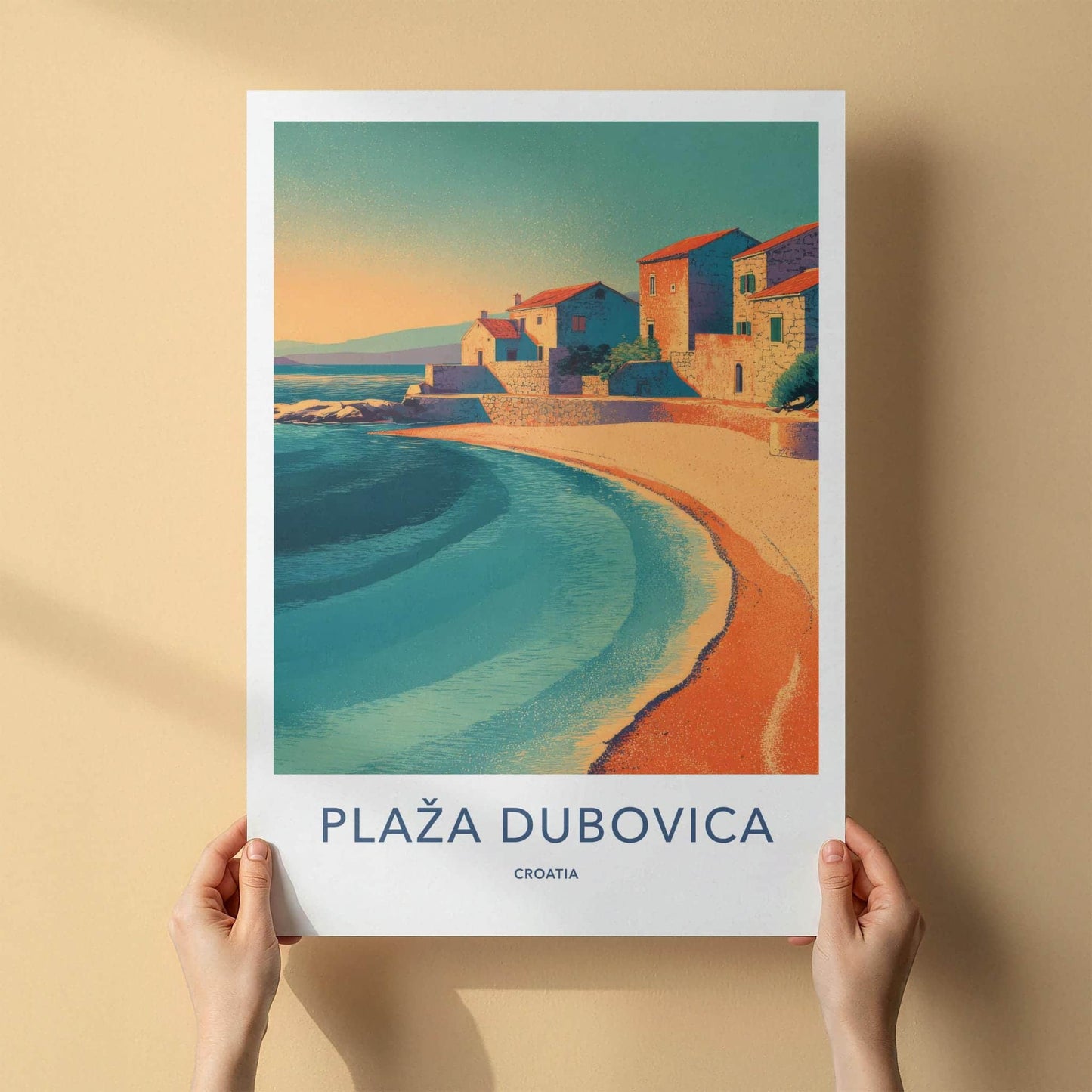 Dubovica Beach Poster - Croatia Travel Art - Coastal Village Beach Home Decor