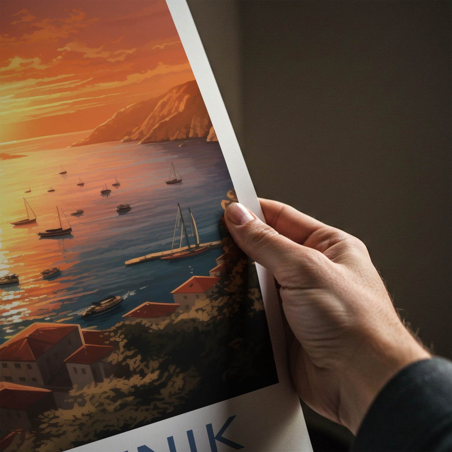 Dubrovnik Poster - Croatia Travel Art - Adriatic Sea Sunset Home Decor