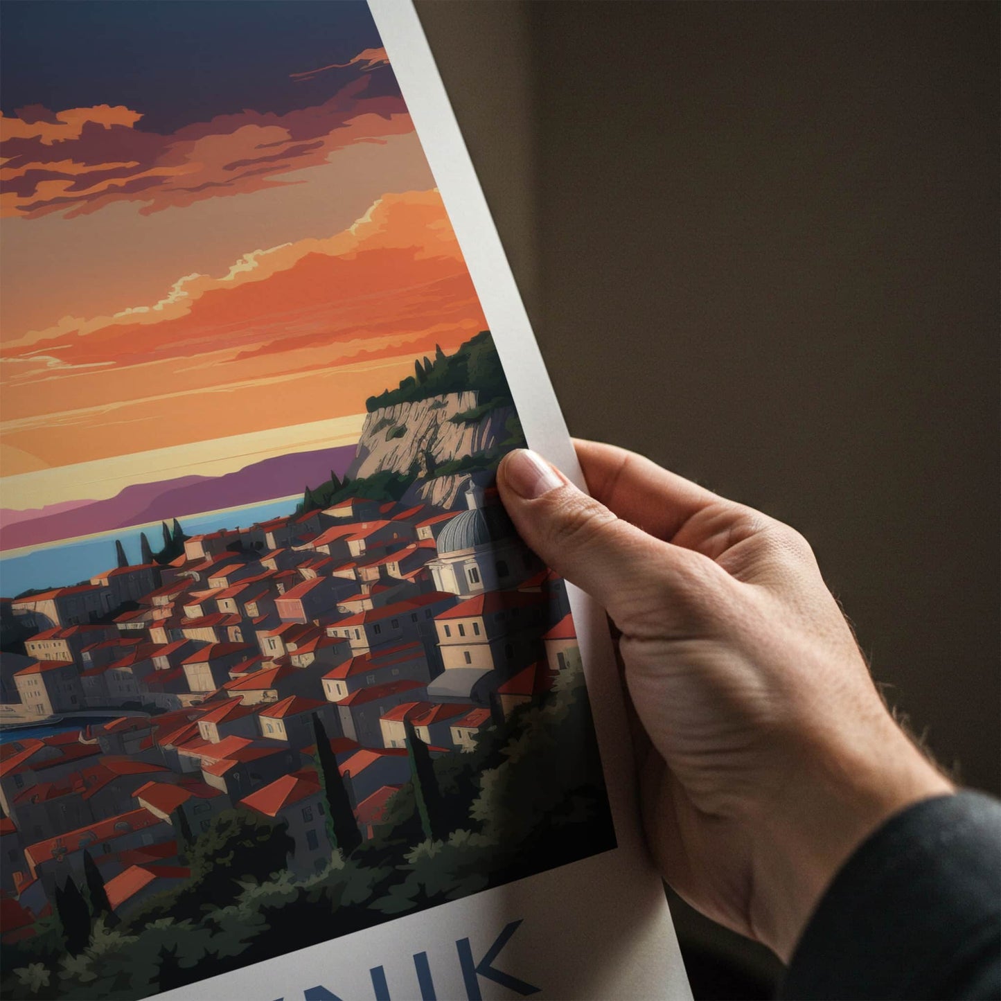 Dubrovnik Poster - Croatia Travel Art - Coastal Sunset City Home Decor