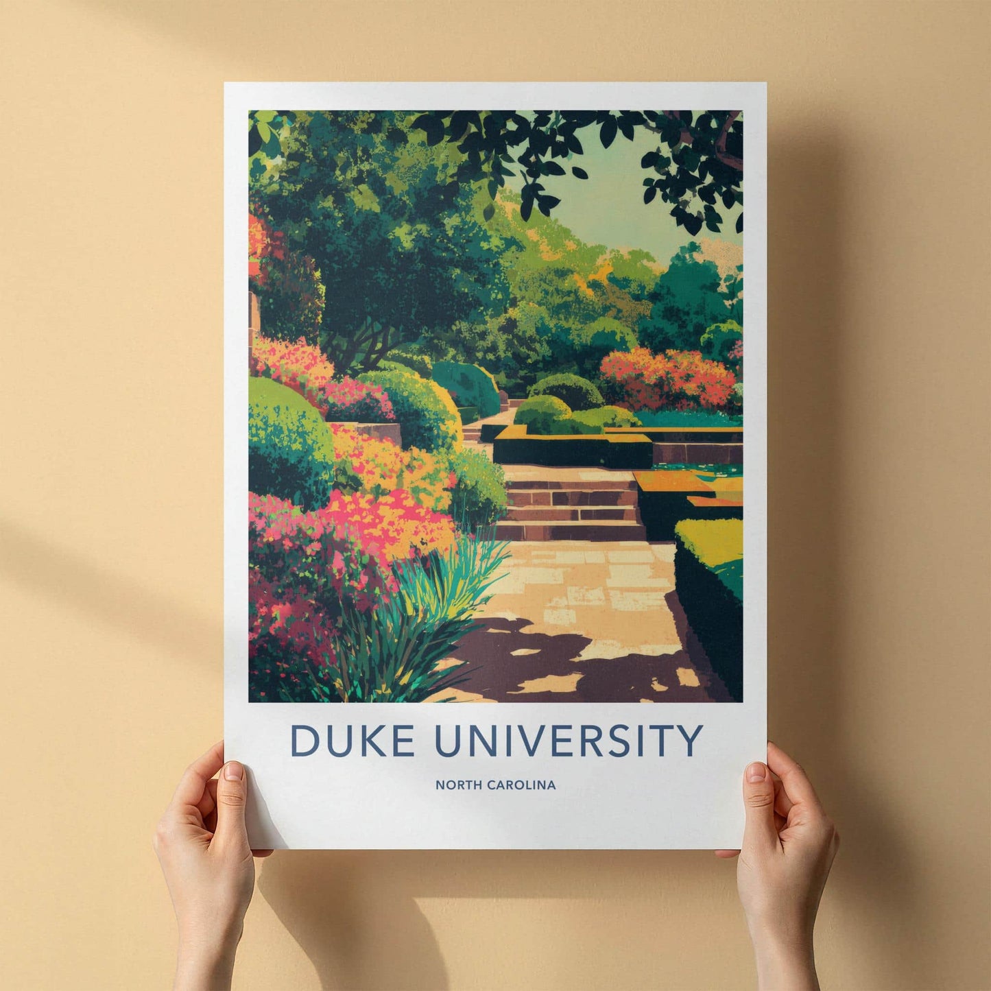Duke University Poster - North Carolina Scenic Art - Lush Garden Pathway Home Decor