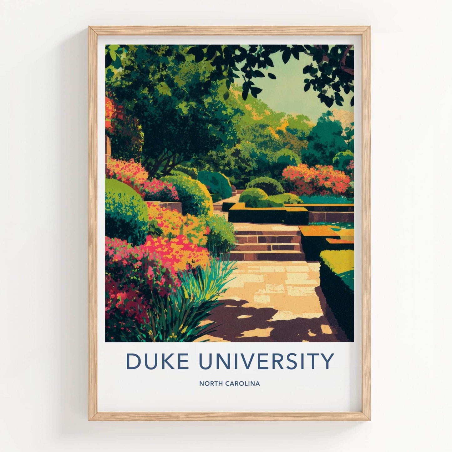 Duke University Poster - North Carolina Scenic Art - Lush Garden Pathway Home Decor