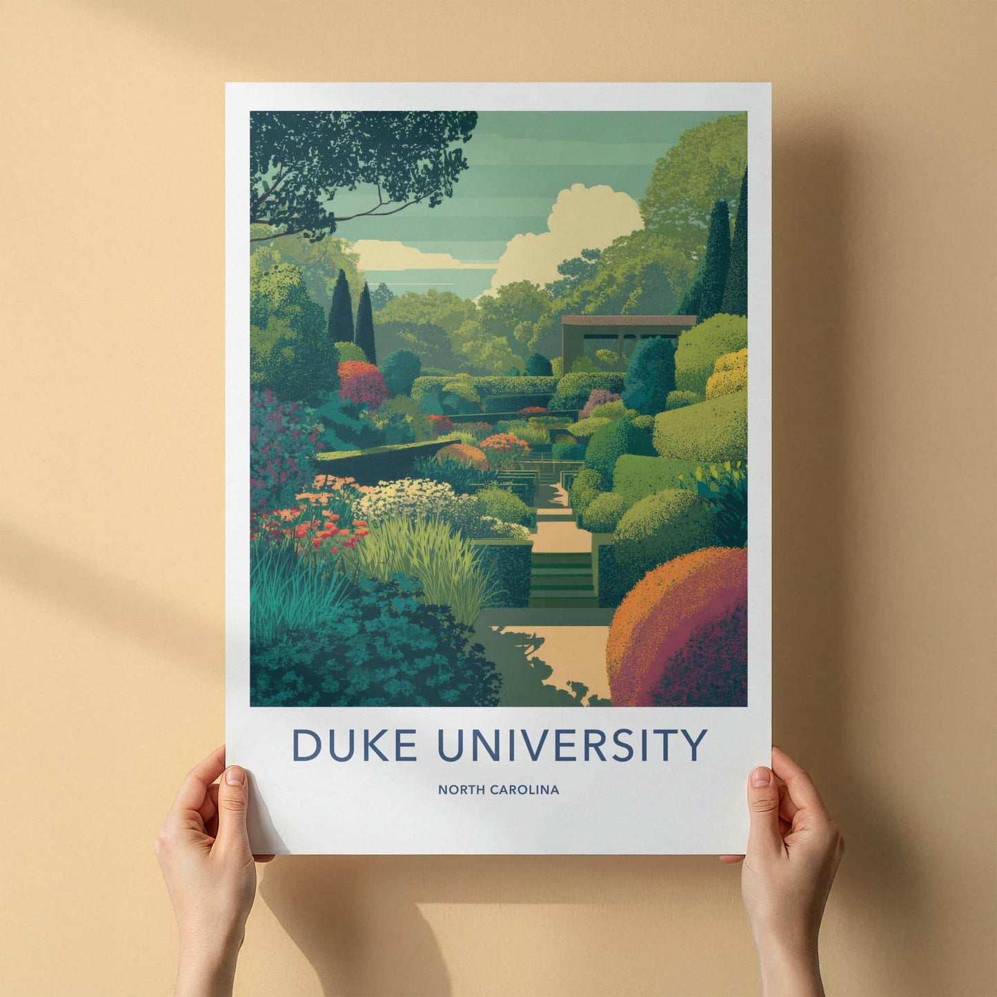 Duke University Poster - North Carolina Wall Art - Lush Garden Pathway Home Decor