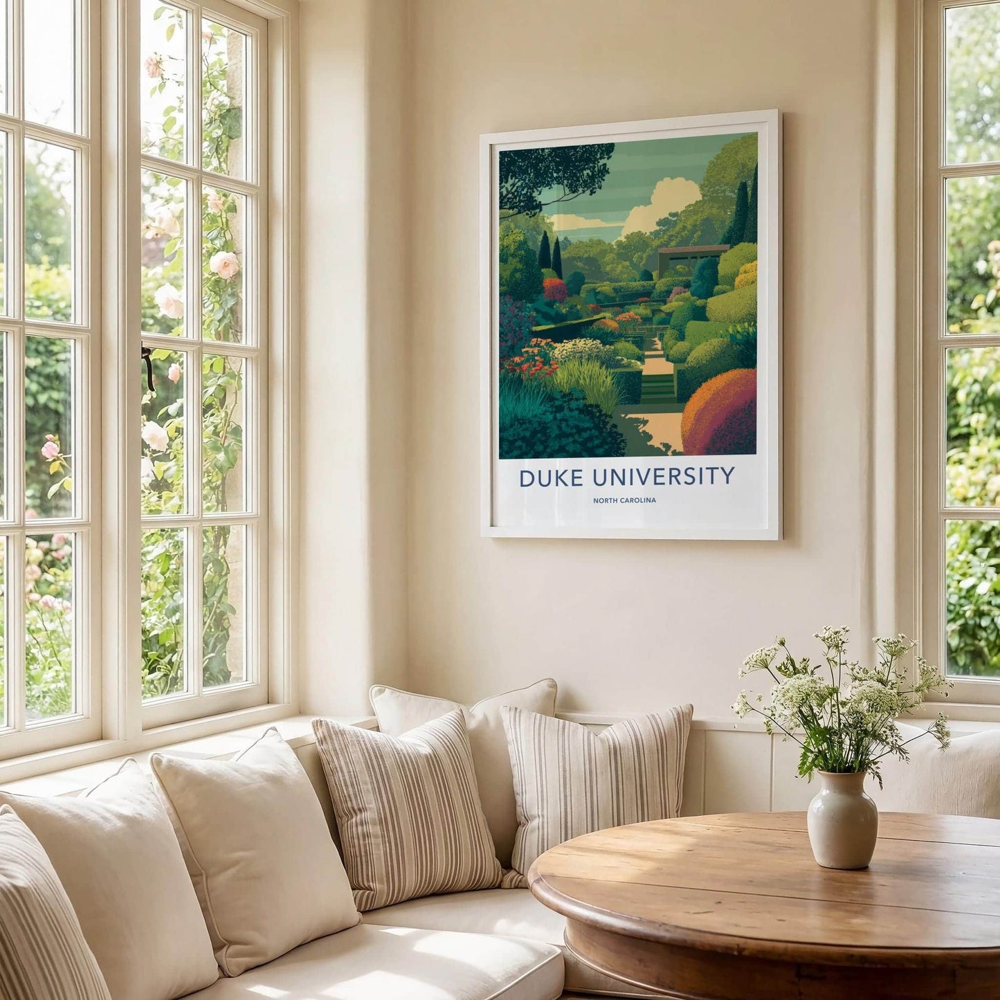 Duke University Poster - North Carolina Wall Art - Lush Garden Pathway Home Decor