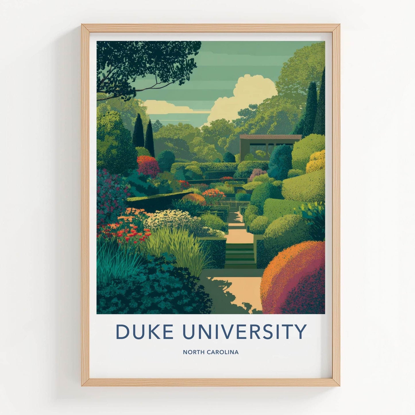 Duke University Poster - North Carolina Wall Art - Lush Garden Pathway Home Decor