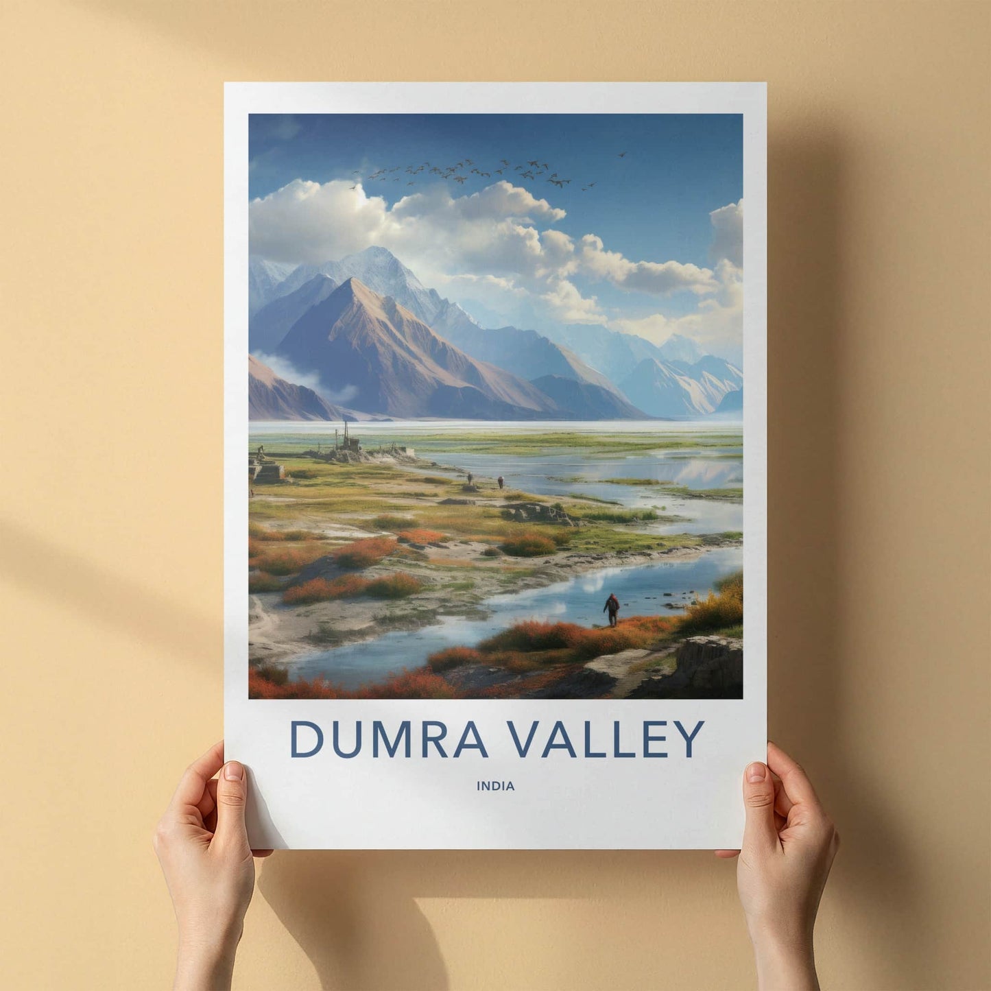 Dumra Valley Poster - India Travel Art - Ladakh Mountain Rivers Home Decor