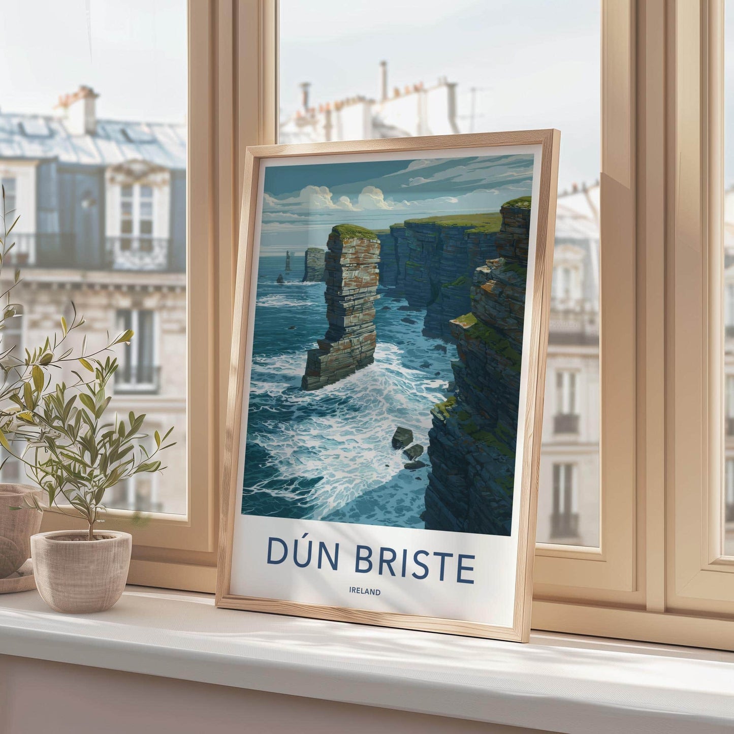 Dun Briste Poster - Ireland Scenic Art - Dramatic Ocean Cliffs Wall Decor