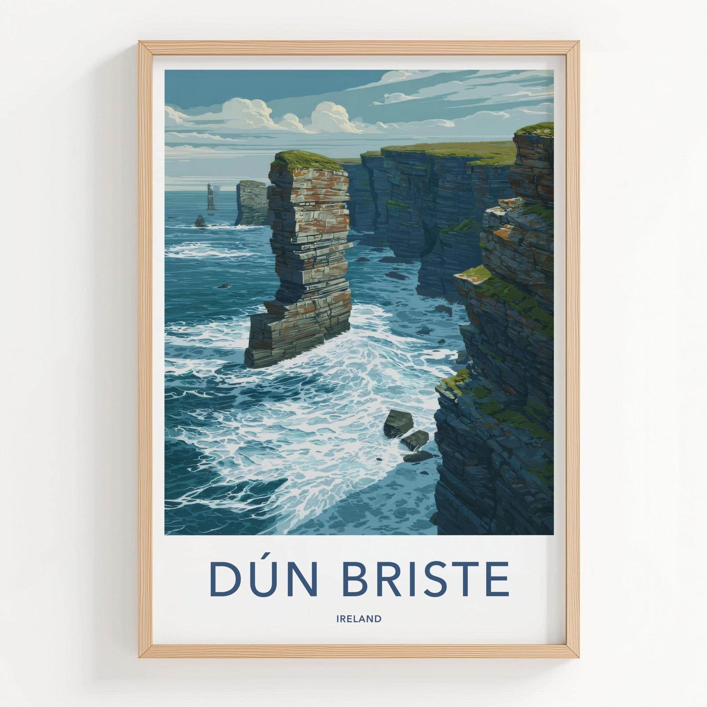 Dun Briste Poster - Ireland Scenic Art - Dramatic Ocean Cliffs Wall Decor