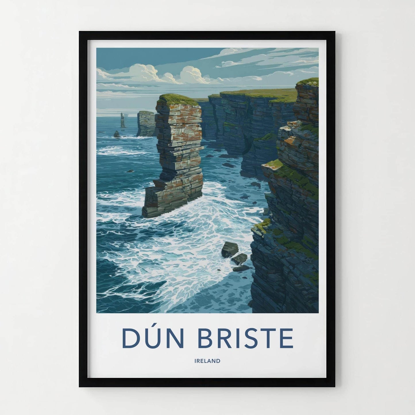 Dun Briste Poster - Ireland Scenic Art - Dramatic Ocean Cliffs Wall Decor