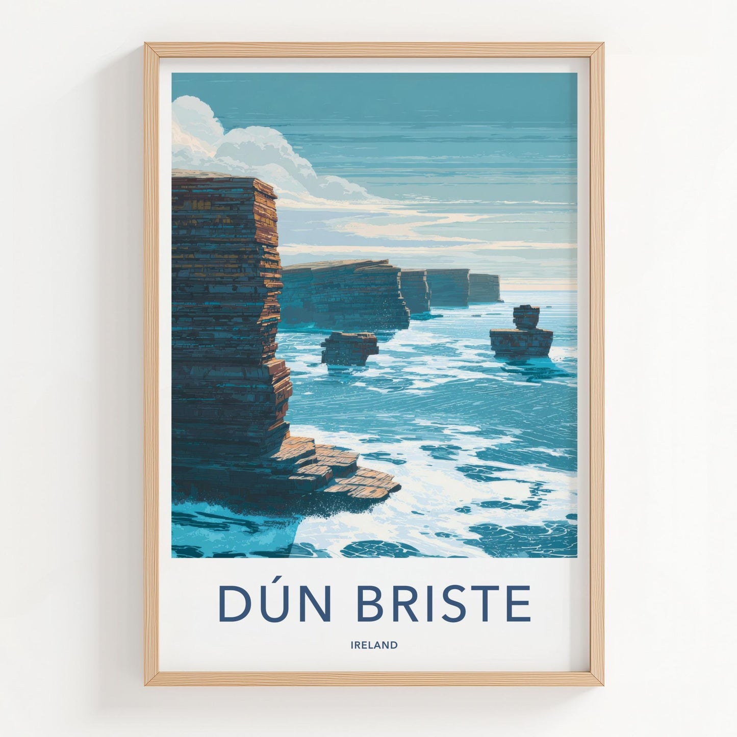 Dun Briste Poster - Ireland Scenic Art - Rugged Ocean Cliffs Home Decor