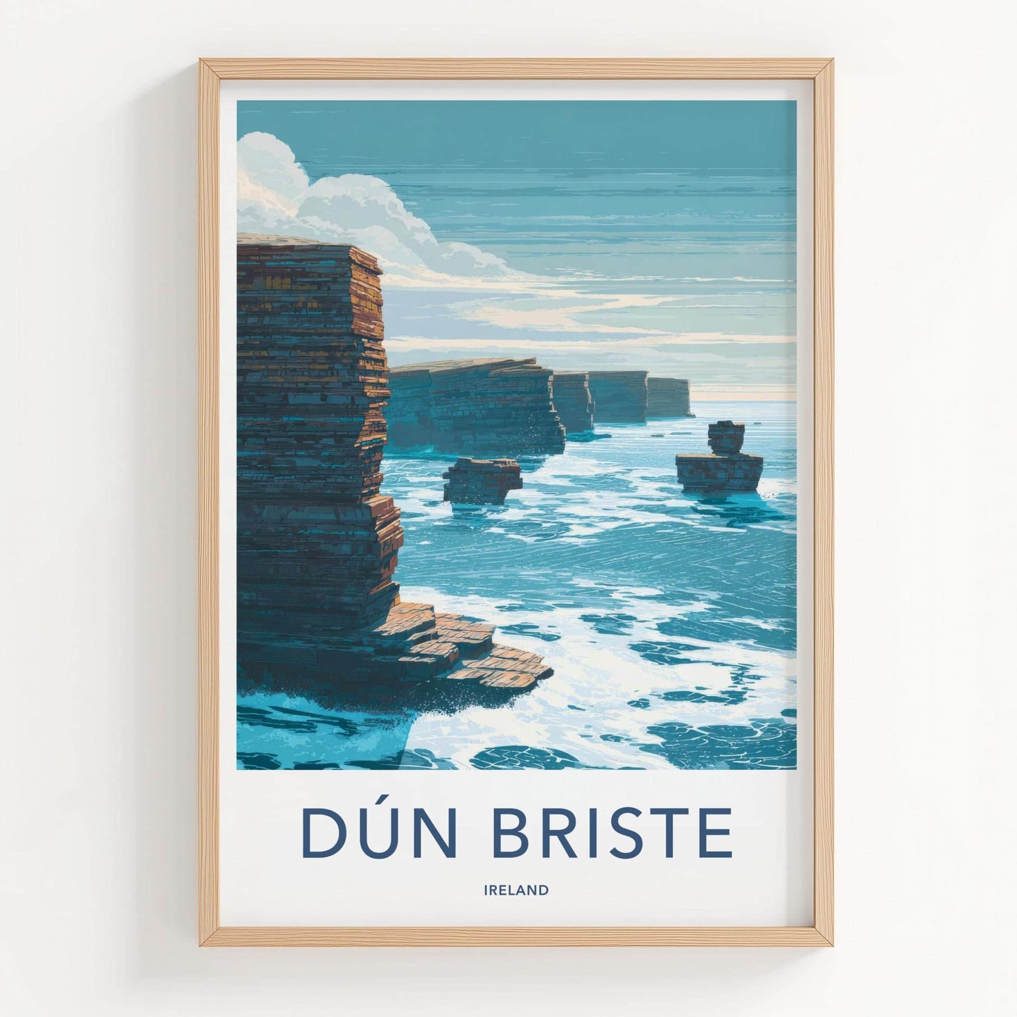 Dun Briste Poster - Ireland Scenic Art - Rugged Ocean Cliffs Home Decor